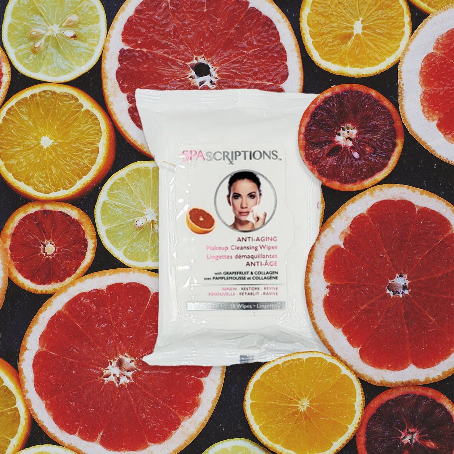 Spascriptions™ Anti-Aging, Brightening, Moisturizing & Pore Refining Towelettes Removes Waterproof Makeup, Revives with Collagen, Vitamin C, Coconut Oil, and Aloe Hypoallergenic, 120 Ct. 4 Pack