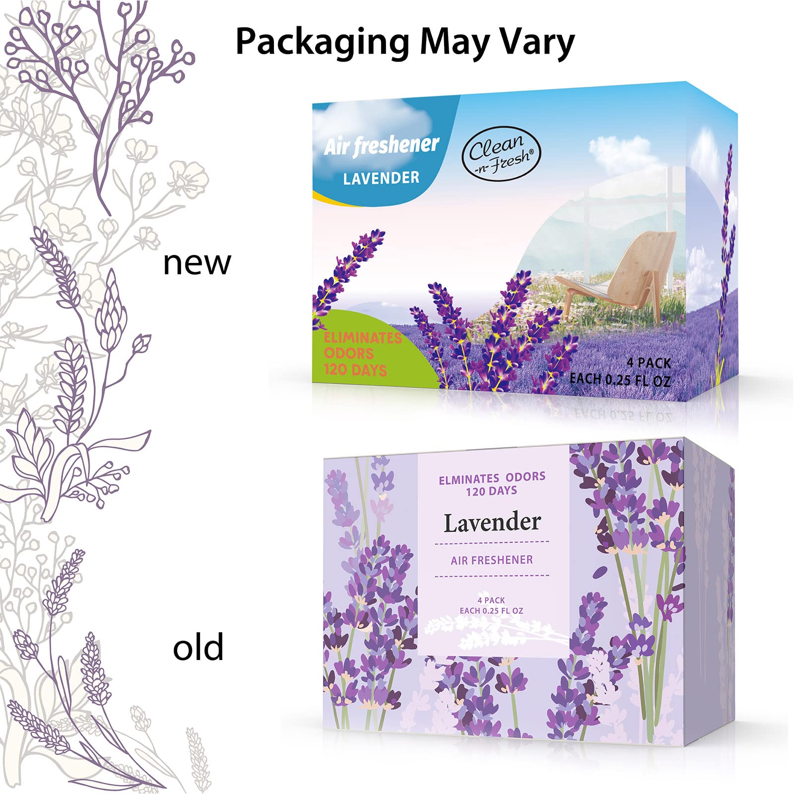 Air Freshener for Home, 4 Pack, Lavender, Odor Eliminator for Small Area Closets Bathroom Pets Strong Odor, Up to 120 Days