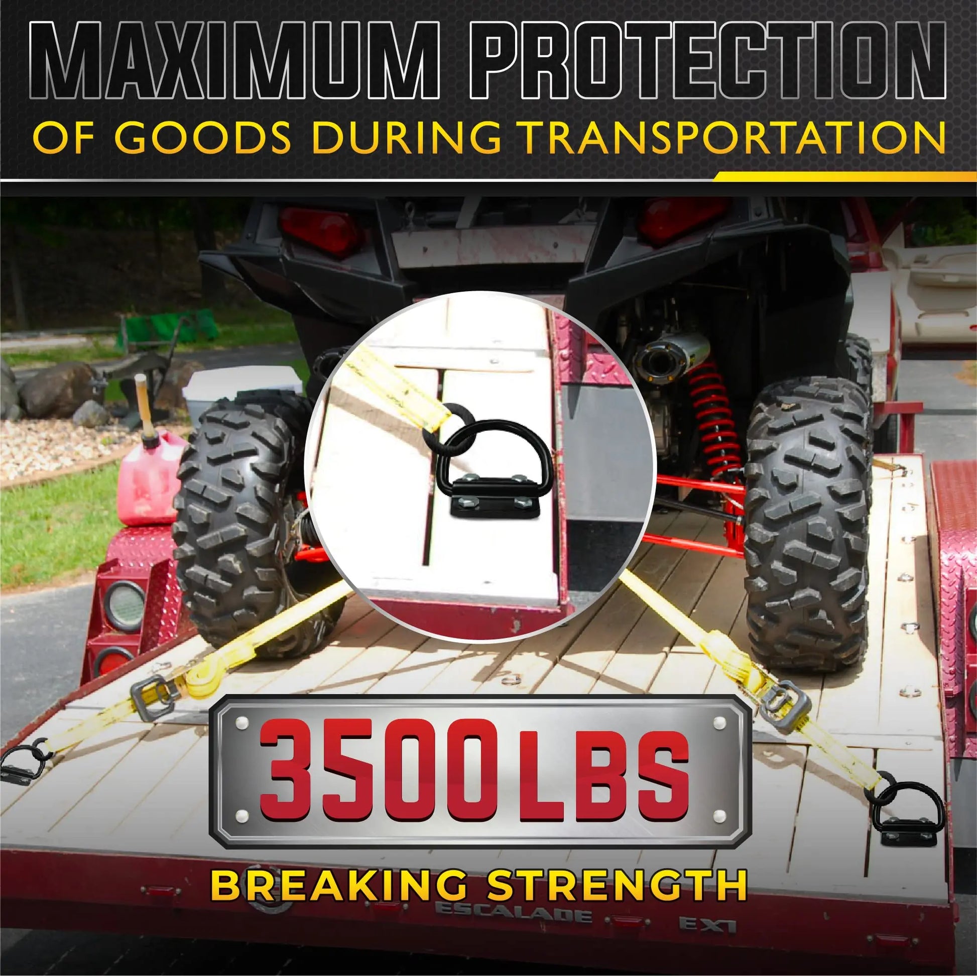 PAMAZY 6PCS Heavy Duty Steel D Rings Tie Down Anchors, Ultra Durable 3500 Pound Breaking Strength Surface Mount Hooks Securing Cargo for Trailer, Truck Bed, with Screws & Bolts