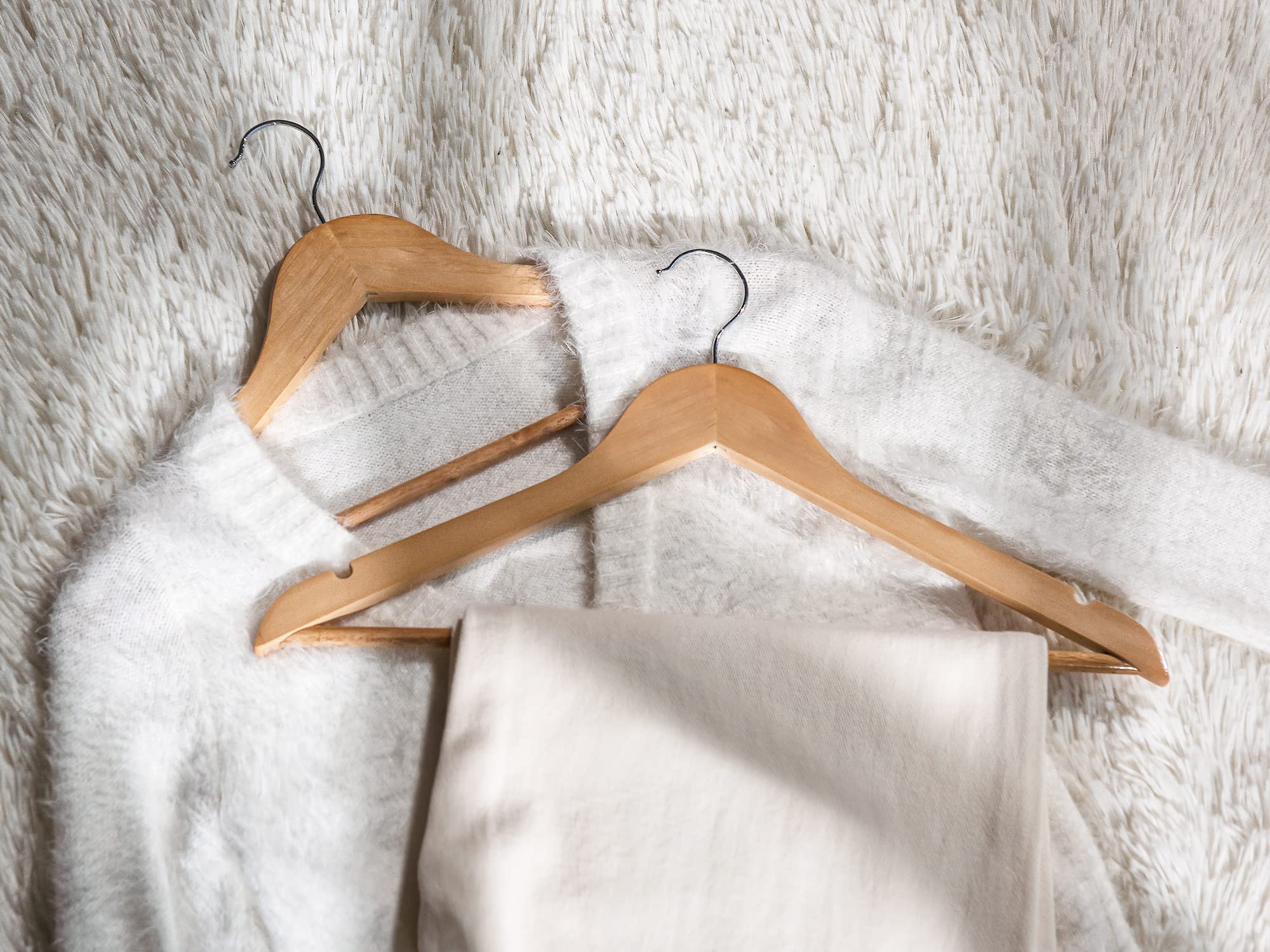 StorageWorks Wooden Hangers 20 Pack, Wood Coat Hanger for Coats, Shirts, Jackets, Pants, Suits, Natural Wood Color