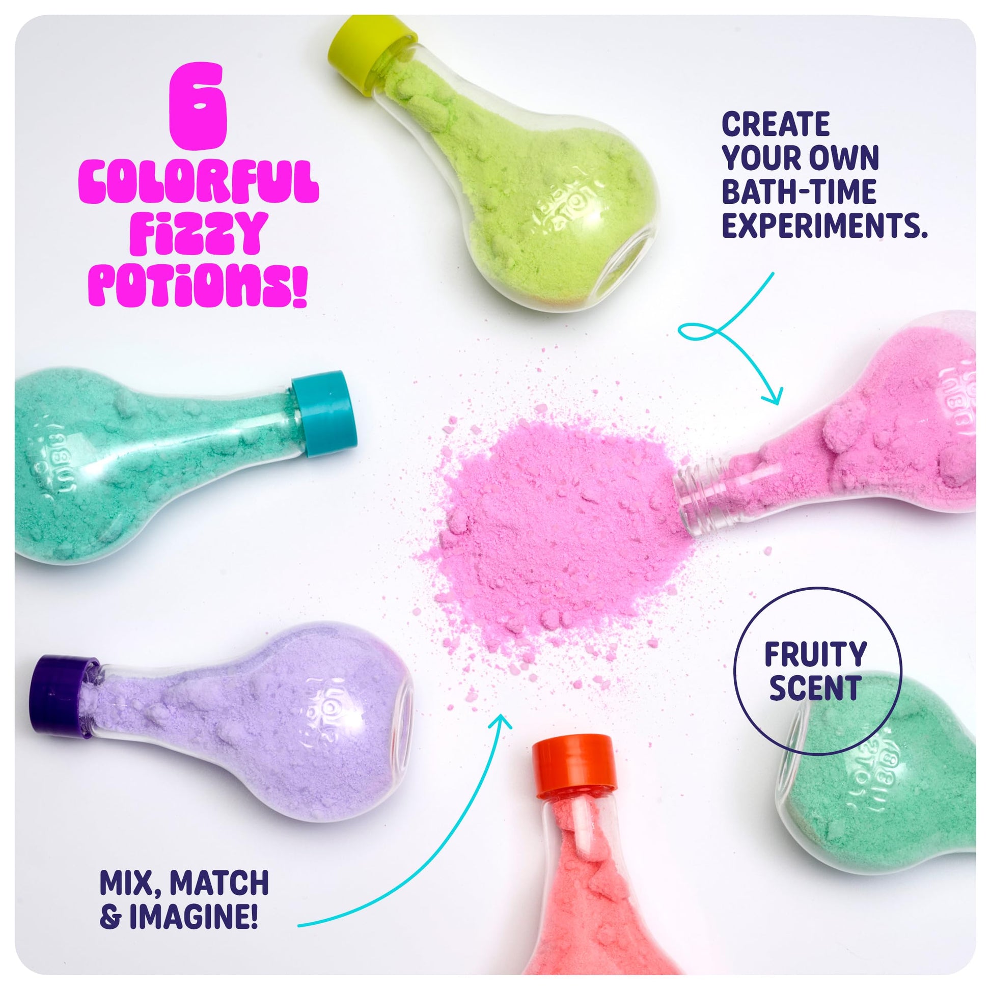 Tubby Tots Bath Potion Kits for Kids - 6 Pk - Bath Bombs for Kids - Toddler Bubble Foam Colors Fizzies - Bathtub Toys for Kid Ages 4-8 Years Old - Science Soap Potions Kit Age 3 4 5 6 7 8 - Non Toxic