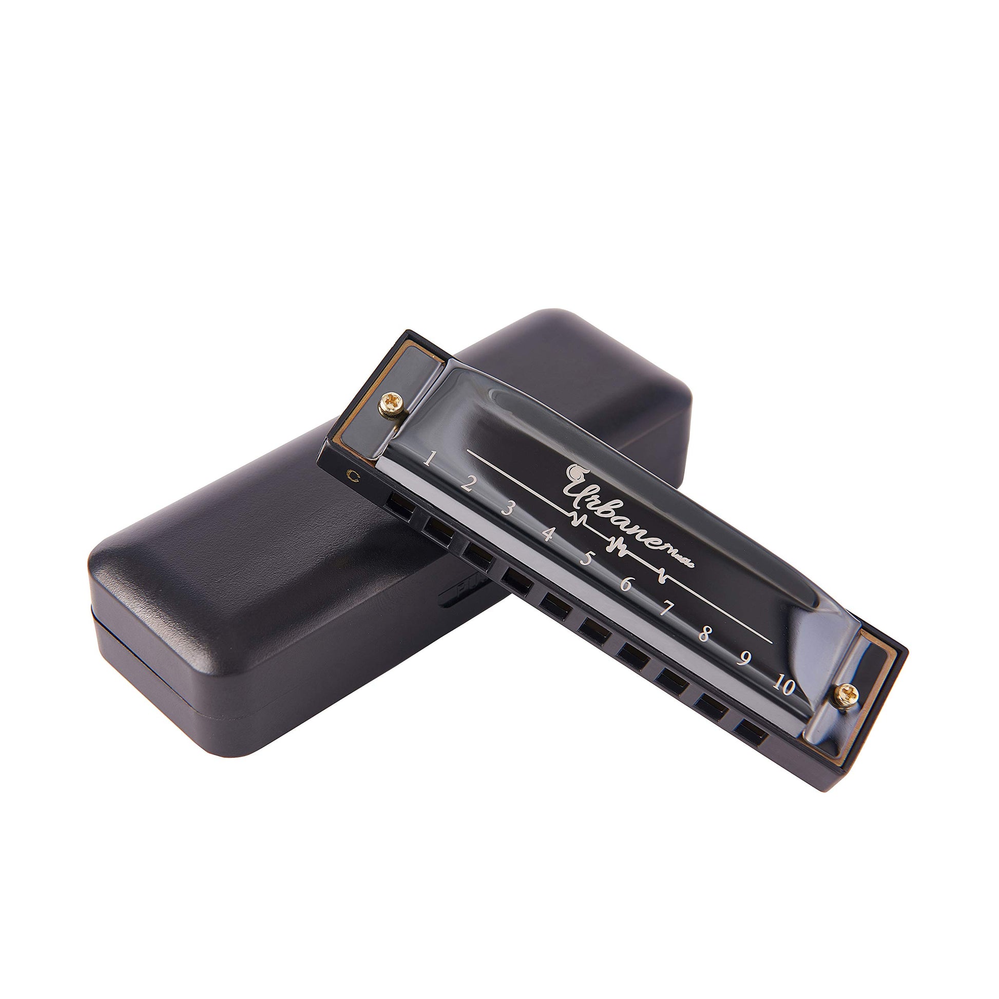 Harmonica 10 Holes 20 Tunes Mouth Organ Blues Deluxe Harmonica, Key of C for Beginner, Adults, Kids Gift, Black
