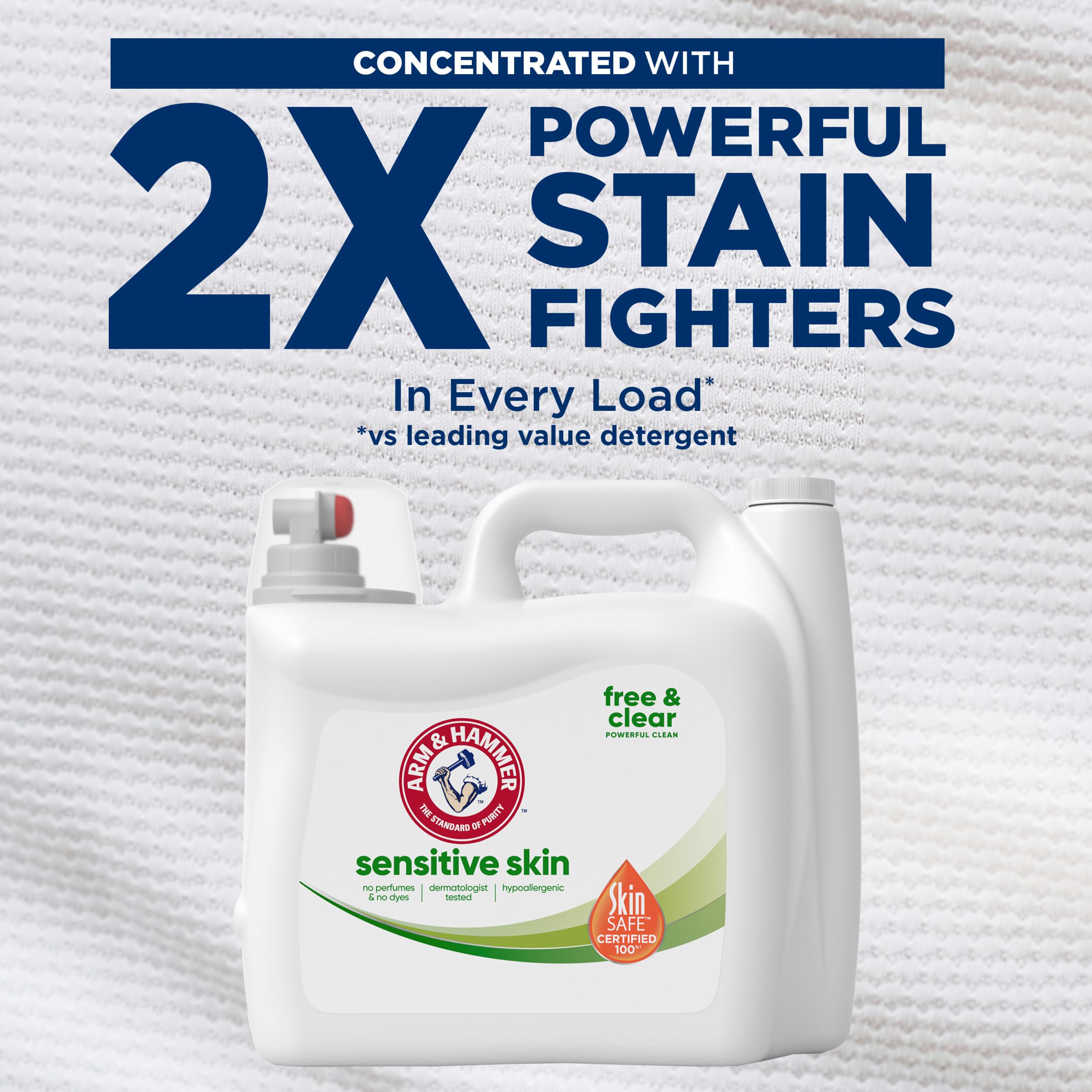 ARM & HAMMER Sensitive Skin Free Clear, 140 Loads Liquid Laundry Detergent, 140 Fl oz