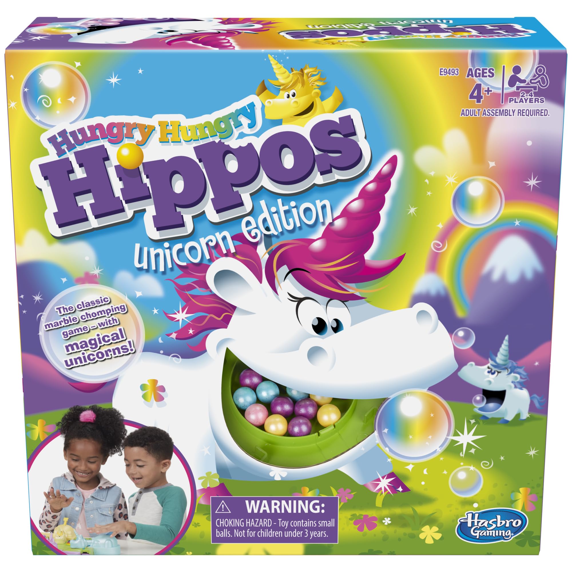 Hasbro Gaming Hungry Hippos Unicorn Edition Pre-School Board Game for Kids Ages 4 and Up; 2-4 Players (Amazon Exclusive)