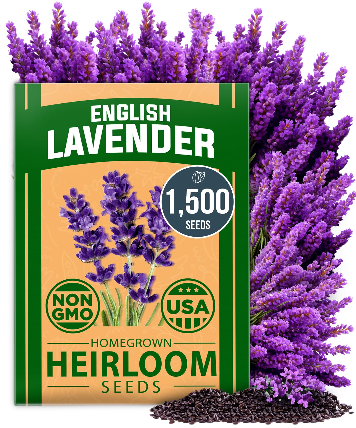 HOME GROWN English Lavender Seeds 1,500+ - Wildflower Seed for Planting Indoor/Outdoor, High Germination, Plant Flower Seeds (Lavandula antustifolia)