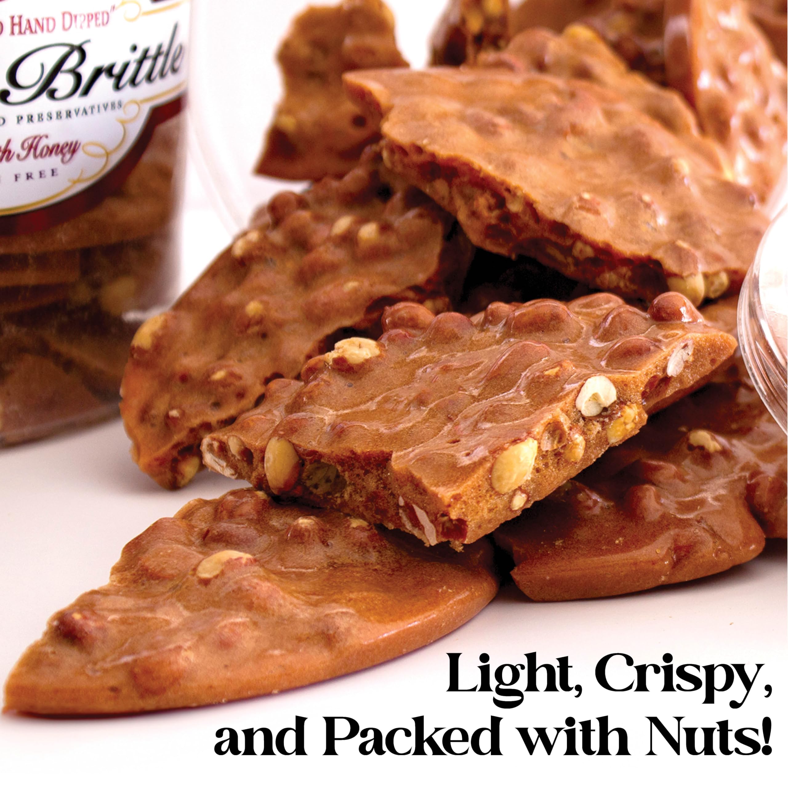 brittle-brittle Peanut Brittle Candy, Handmade Old Fashioned Peanut Brittle Made with Honey, All Natural, Gluten Free, Perfect Snack or Gift, 38 oz