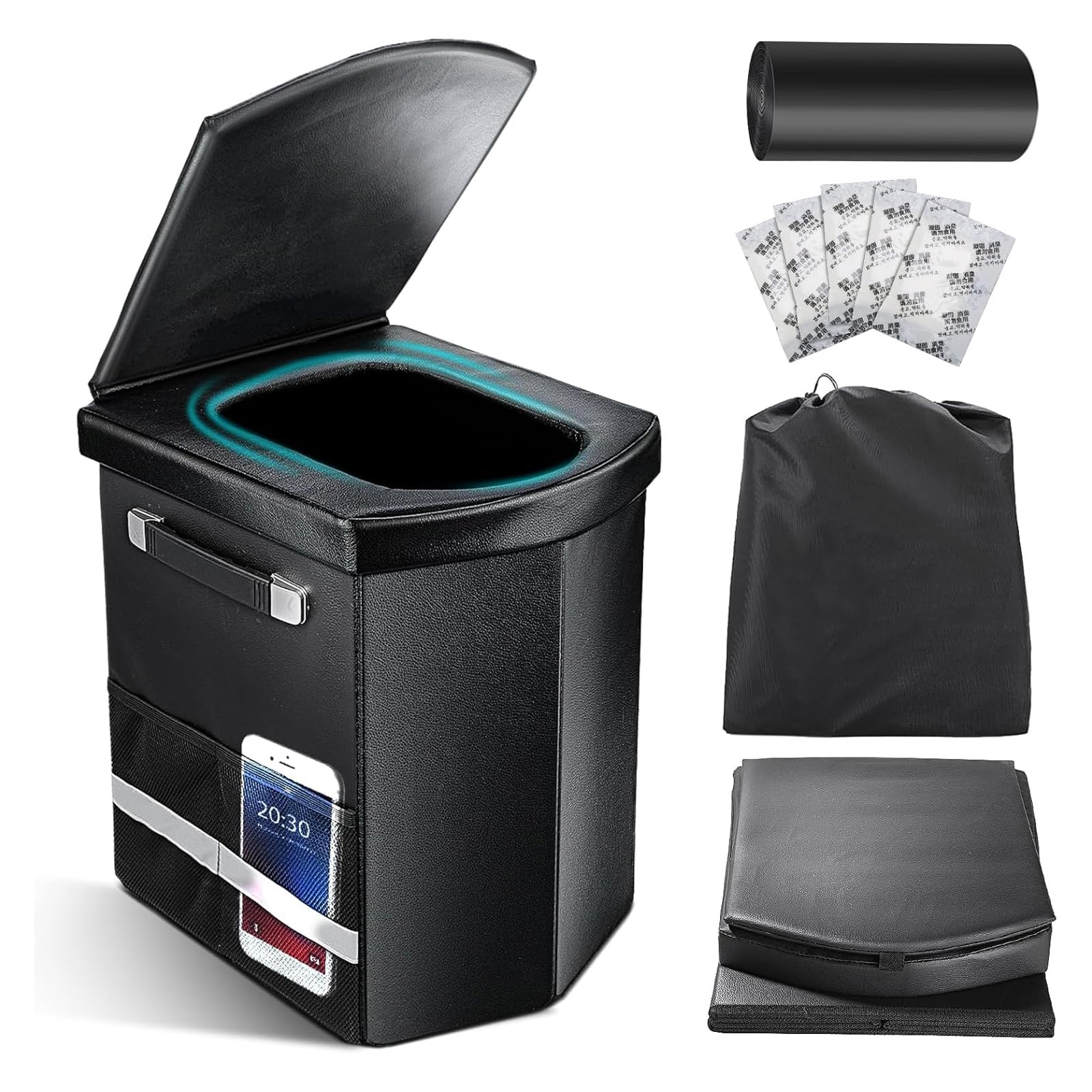 2025 Upgraded 16.5'' XL Portable Toilet for Adults,Tall Camping Toilet with Lid and Convenient Carry Bag, Portable Potty for Camping, Hiking, Car Travel,Truck, RV, Boating, Road Trips, Beach