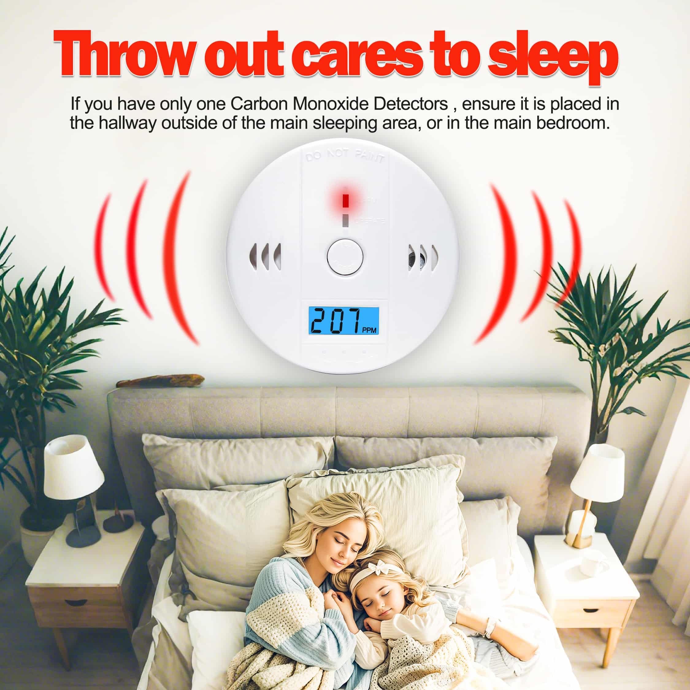 3 Pack Carbon Monoxide detectors,co Detector,Carbon Monoxide Alarm,co2 Detector Battery Powered with LCD Display,Carbon Monoxide Detector,UL2034 Standards,for Home