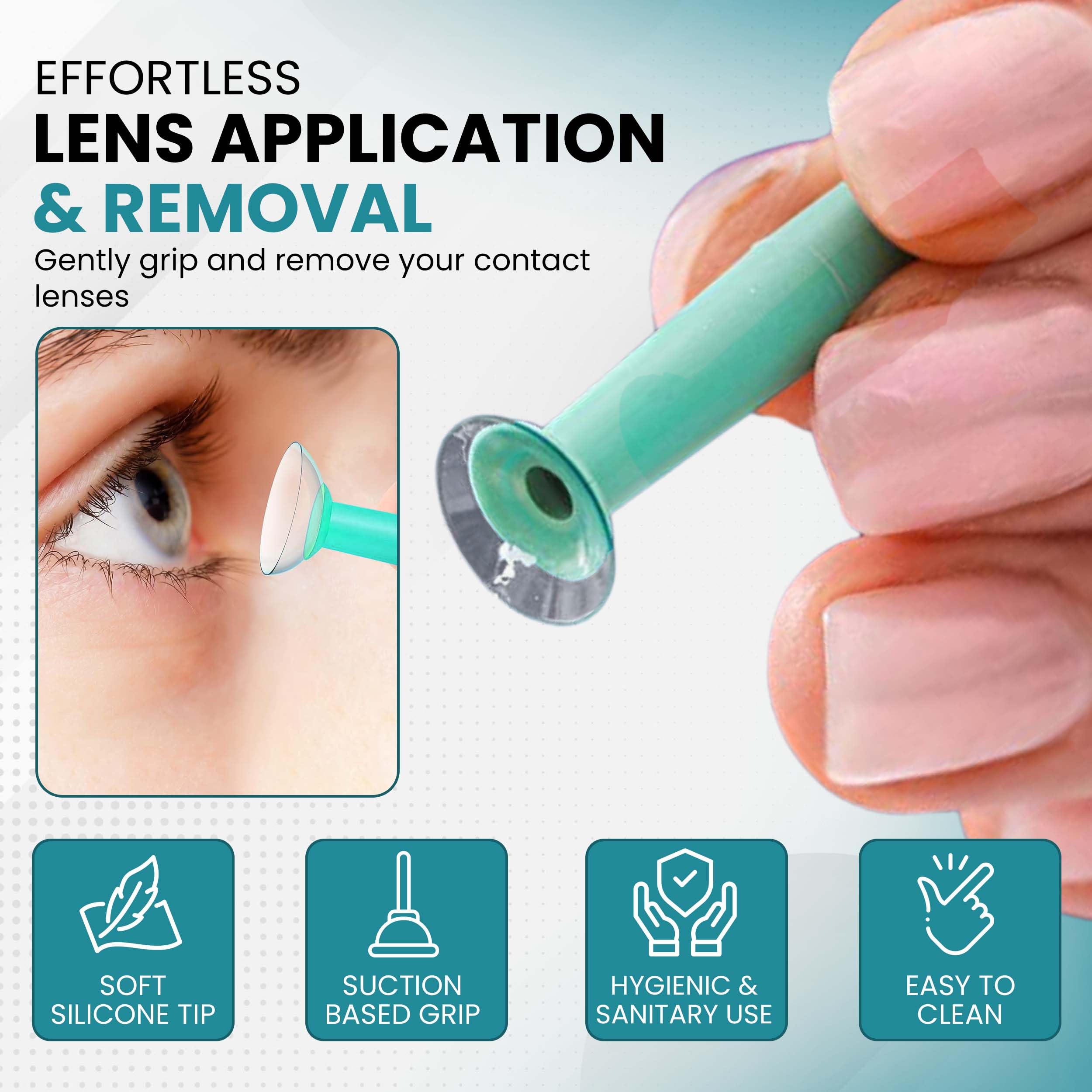 Soft Contact Lens Green Inserter Remover | for Certain Soft Contact Lenses Suction Holder |3pcs | by Sports World Vision