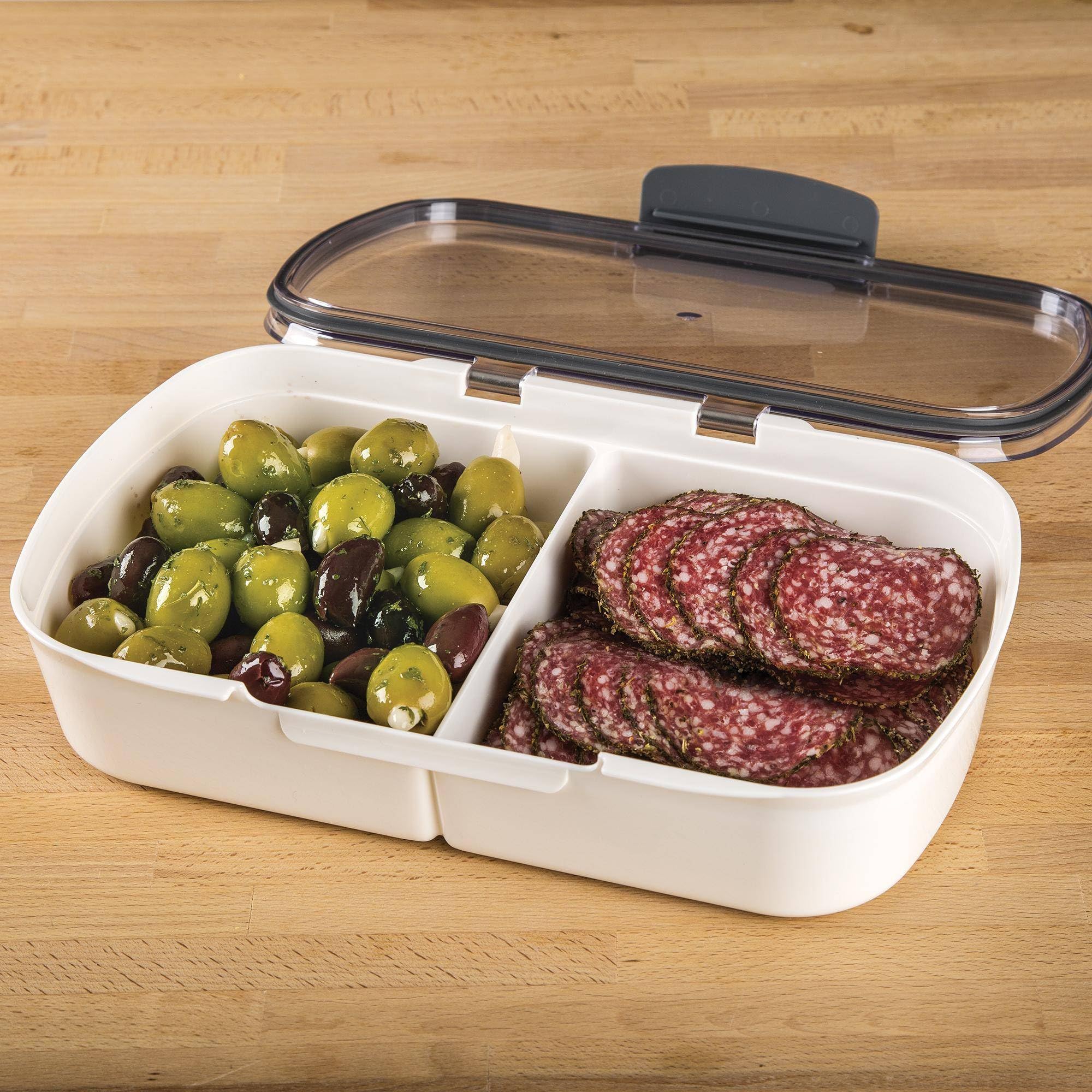 ProKeeper Split Deli Food Storage Container with Air-Tight Silicone Seal and Dry Erase Compatible Lid, 11.75