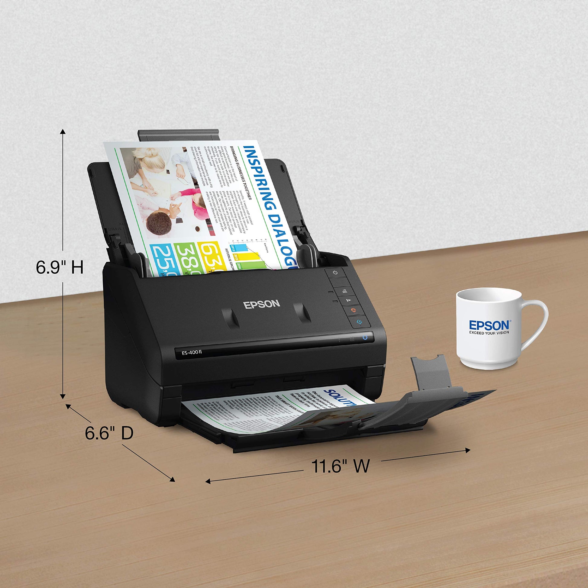 Epson Workforce ES-400 II Color Duplex Desktop Document Scanner for PC and Mac, with Auto Document Feeder (ADF) and Image Adjustment Tools, ES-400 II