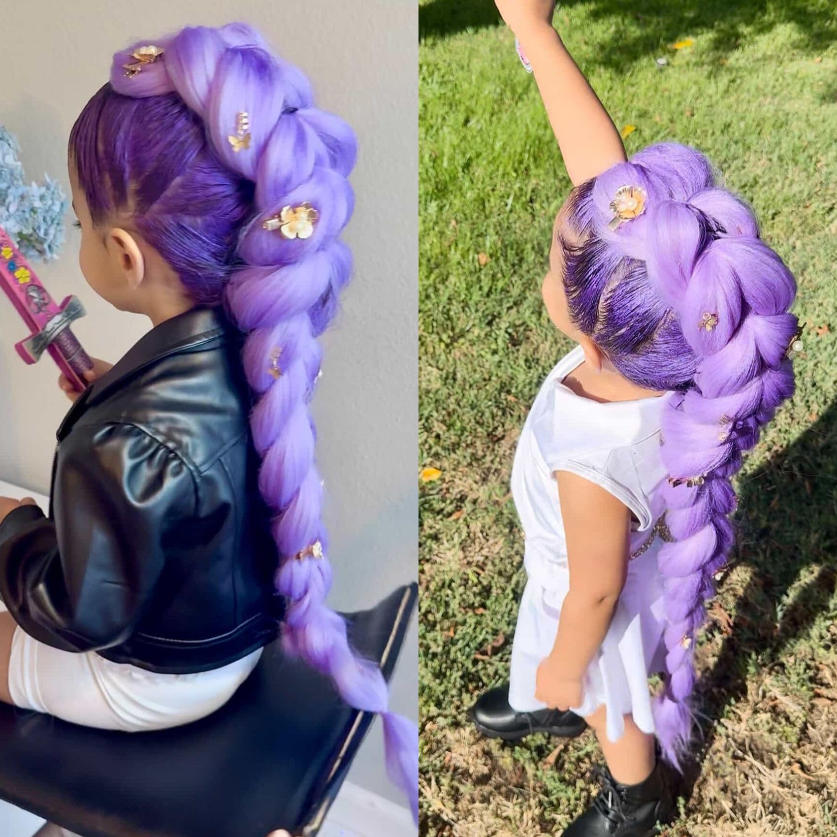 Pre stretched Braiding Hair 30Inch Long Purple Braiding Hair Pre stretched Braid Hair
