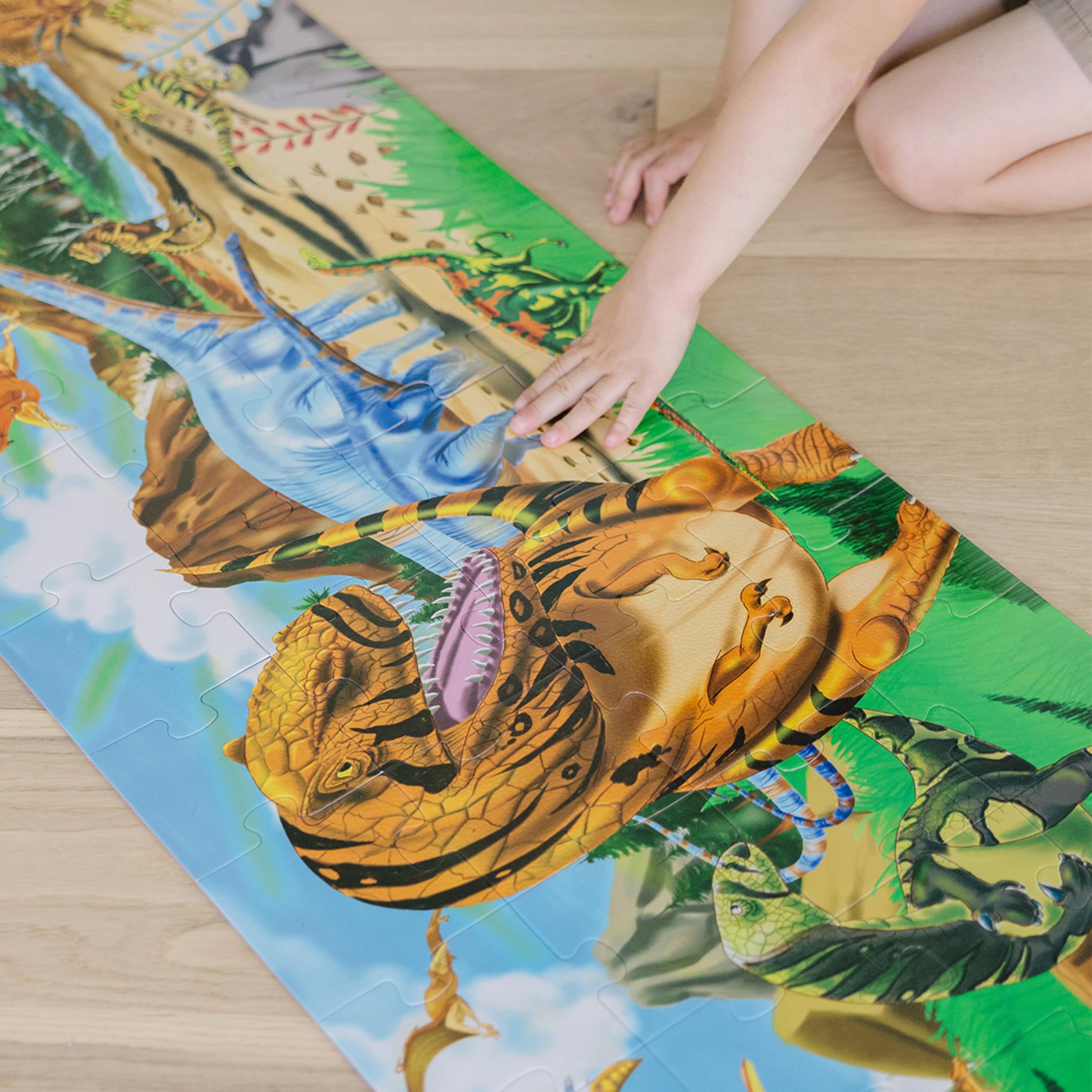 Melissa & Doug Land of Dinosaurs Floor Puzzle (48 pcs, 4 feet long) - FSC Certified