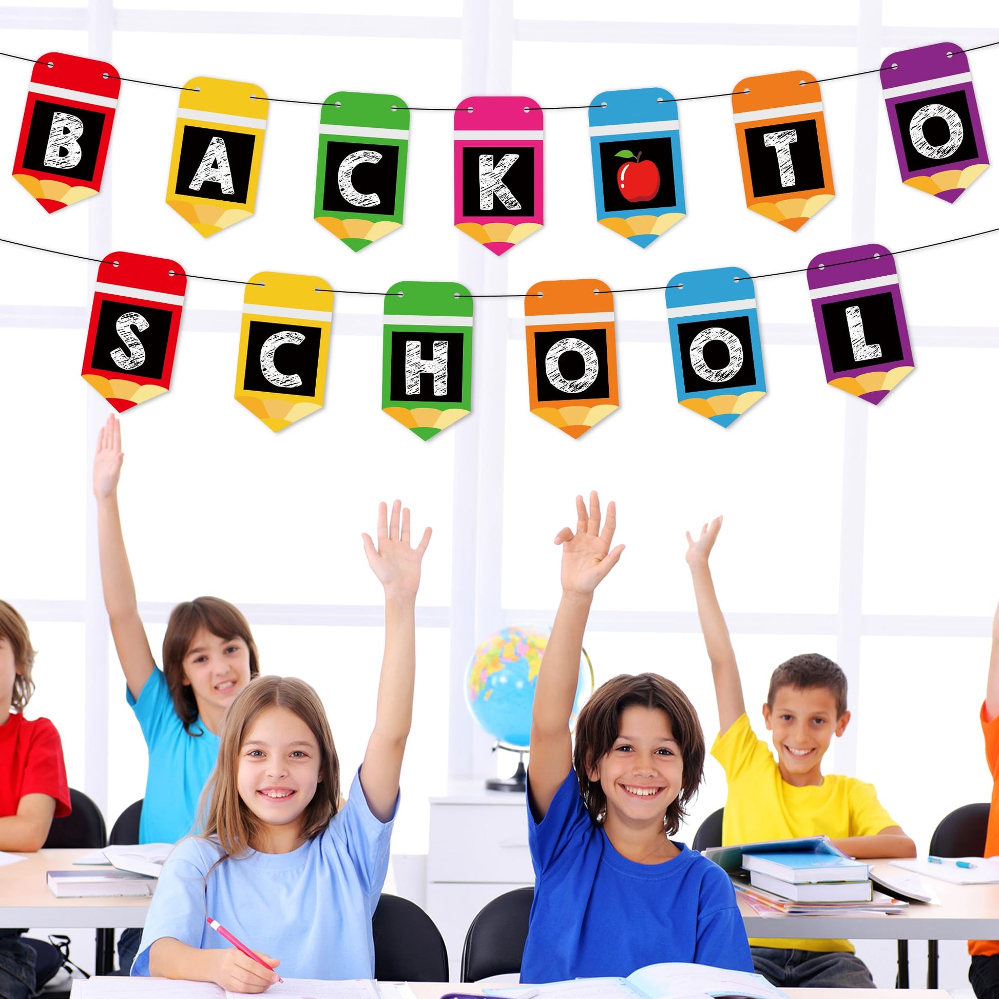 Back to School Decorations, Welcome Back to School Banner with Hanging Ornaments, First Day of School Supplies First Day of School Pencil Banner, Kindergarten Preschool Classroom Home Party Decor