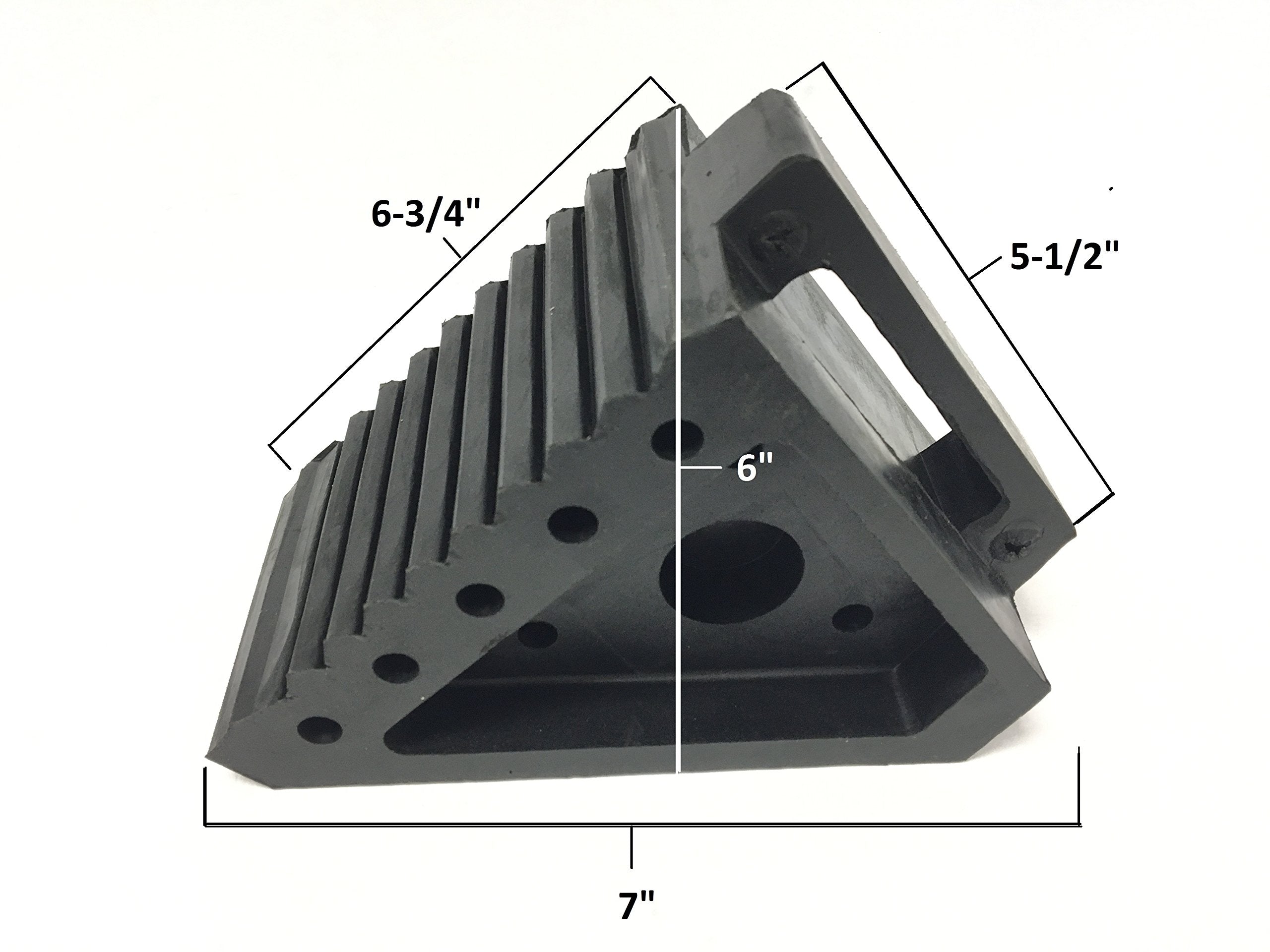 MAXXHAUL 70472 Solid Rubber Heavy Duty Black Wheel Chock 2-Pack, 8" x 4" x 6"