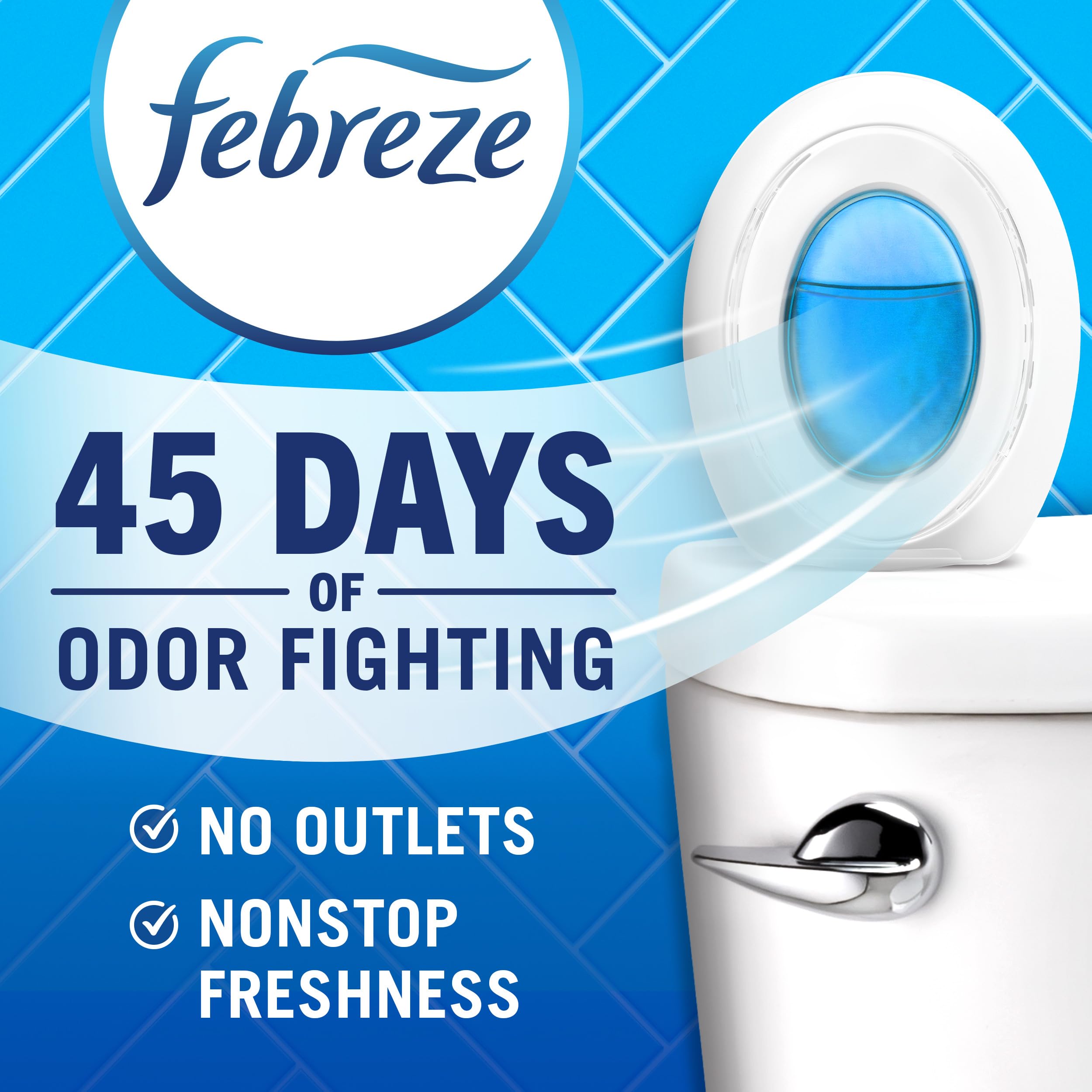 Febreze Bathroom Air Freshener, Odor-Fighting, Plug In Alternative, Air Fresheners for Home and Bathroom and Kitchen, Closet Air Fresheners, Refresh & Energize Scent, 4 Count