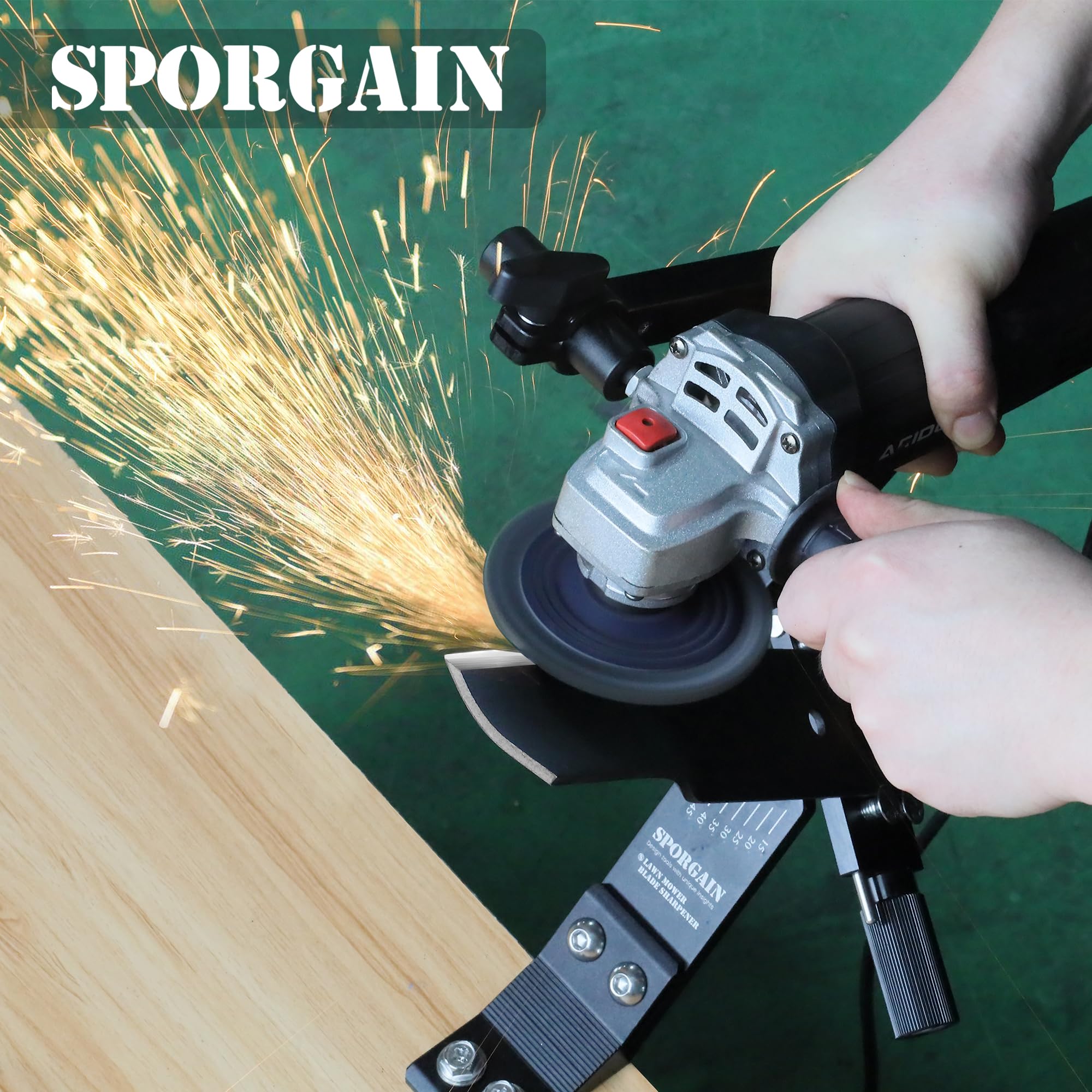 [Updated] Lawn Mower Blade Sharpener 15°-45° Adjustable Frame with Ball Bearing Manufacture Handle for Right & Left Hand Blades, Use with Angle Grinder, Black
