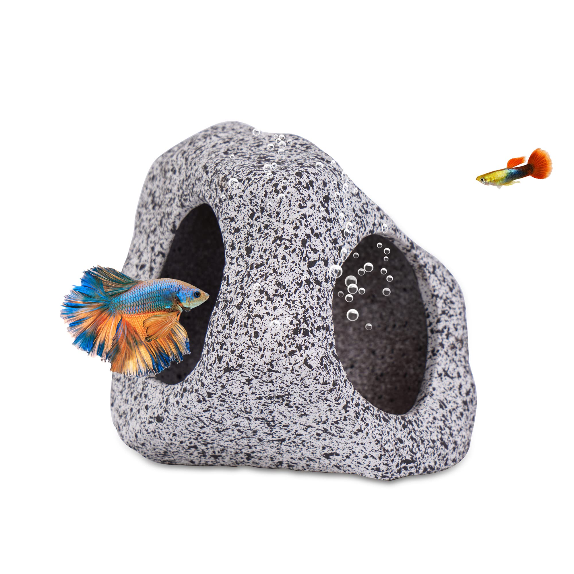 Aquarium Decorations Cave Fish Tank Accessories Rock Decor for Shrimp Cichlid Hiding Breeding Small Fish Bowl Hide Decoration Betta Toys Hideout Stones House(Medium)