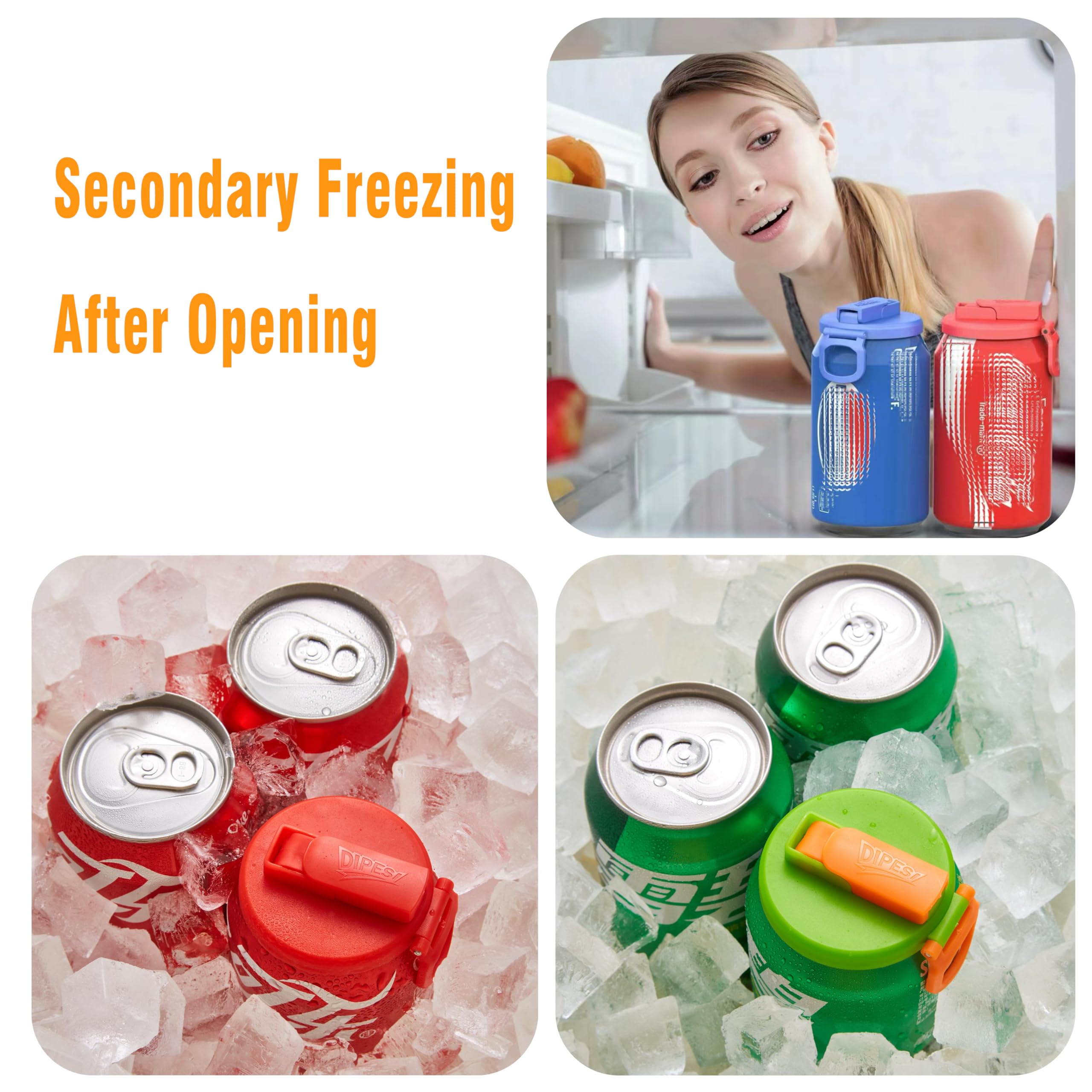 DIPESI 6 pack 6 color Soda Can Lids with Straws, Reusable Silicone Straws Soda ​Can Covers, BPA-Free,Airtight Seal, Easy to Use, Prevents Spills, Fits Standard Cans.