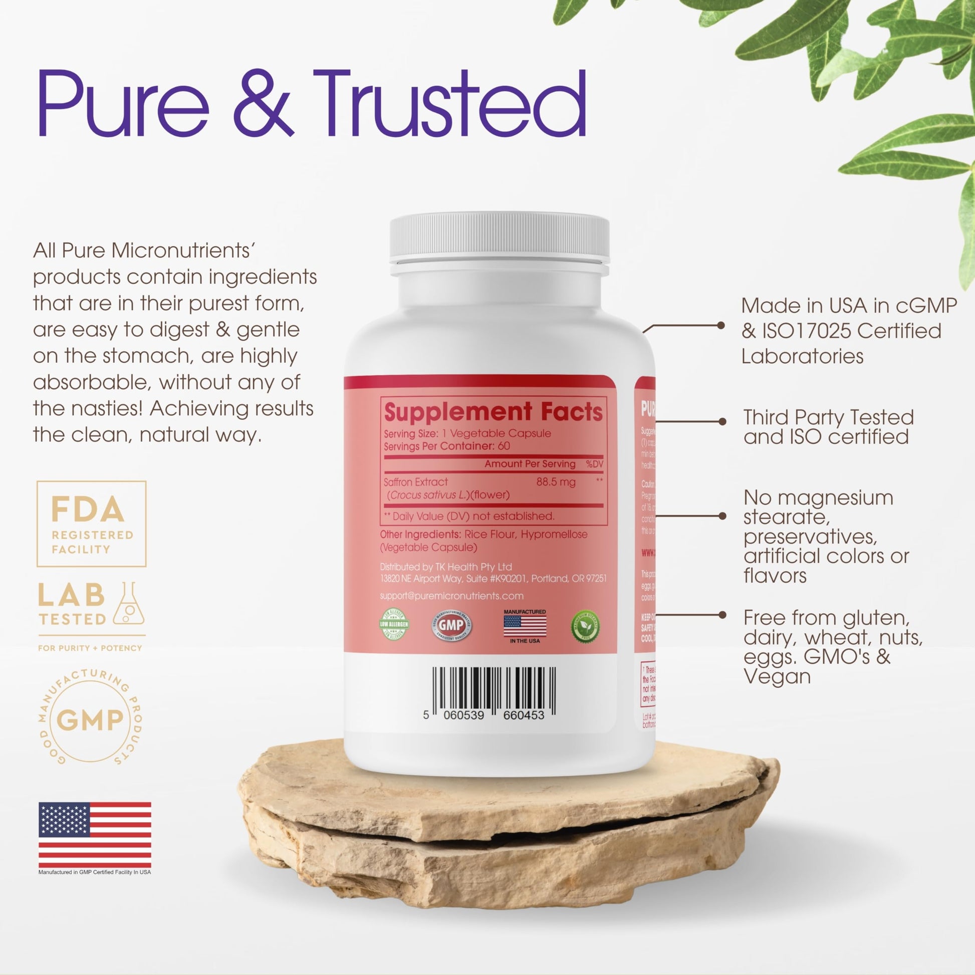 Saffron Supplements - 100% Pure Saffron Extract Capsules - Boost Energy & Mood, Support Eye & Heart Health