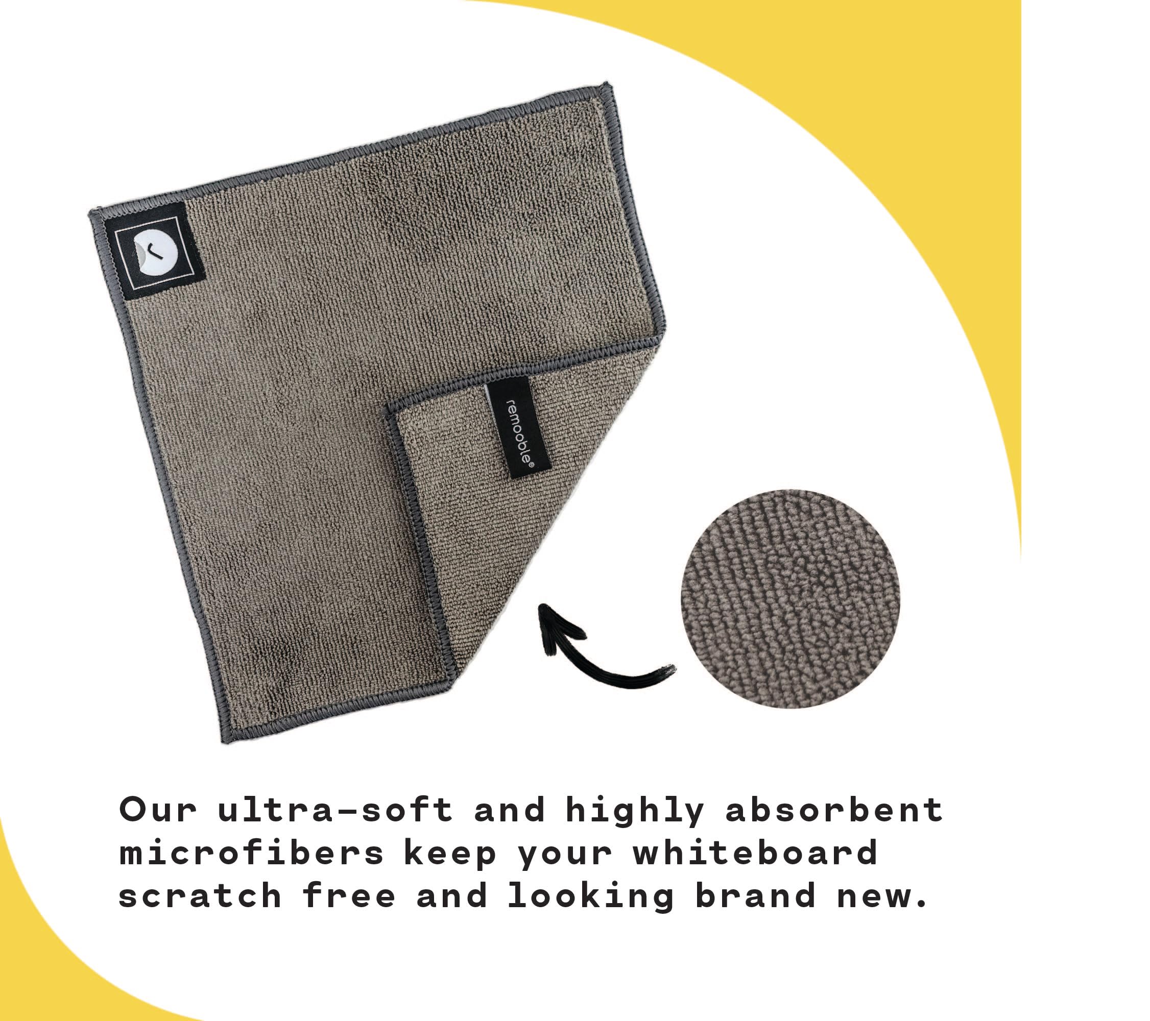 Remooble 4 Pack Magnetic Microfiber Cleaning Cloth Dry Erasers for Whiteboards - Towel Hangs on Metal Edged White Boards, Glassboards, and Blackboards Washable - 10'' X 10''
