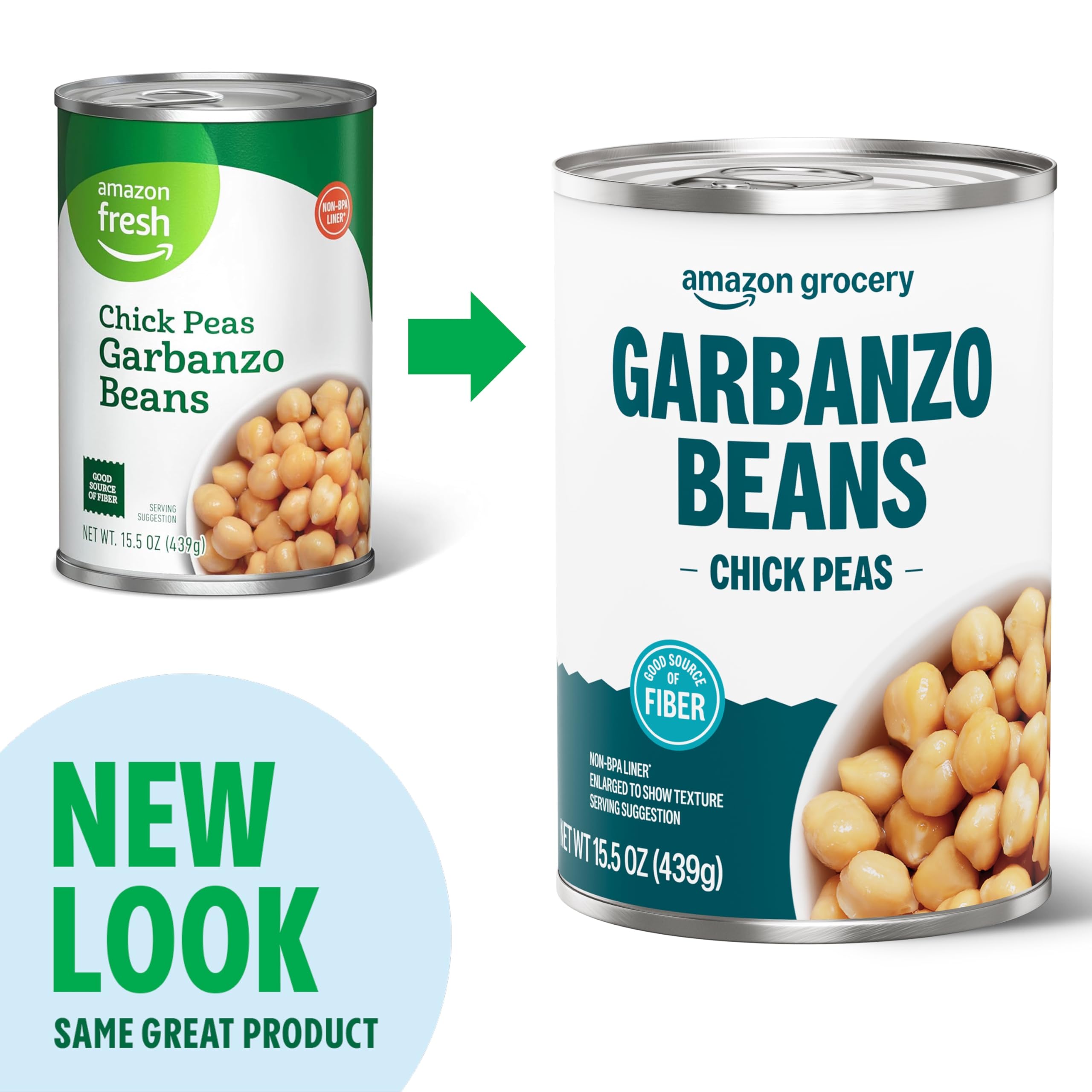 Amazon Grocery, Canned Garbanzo Beans, 15.5 Oz (Previously Amazon Fresh, Packaging May Vary)