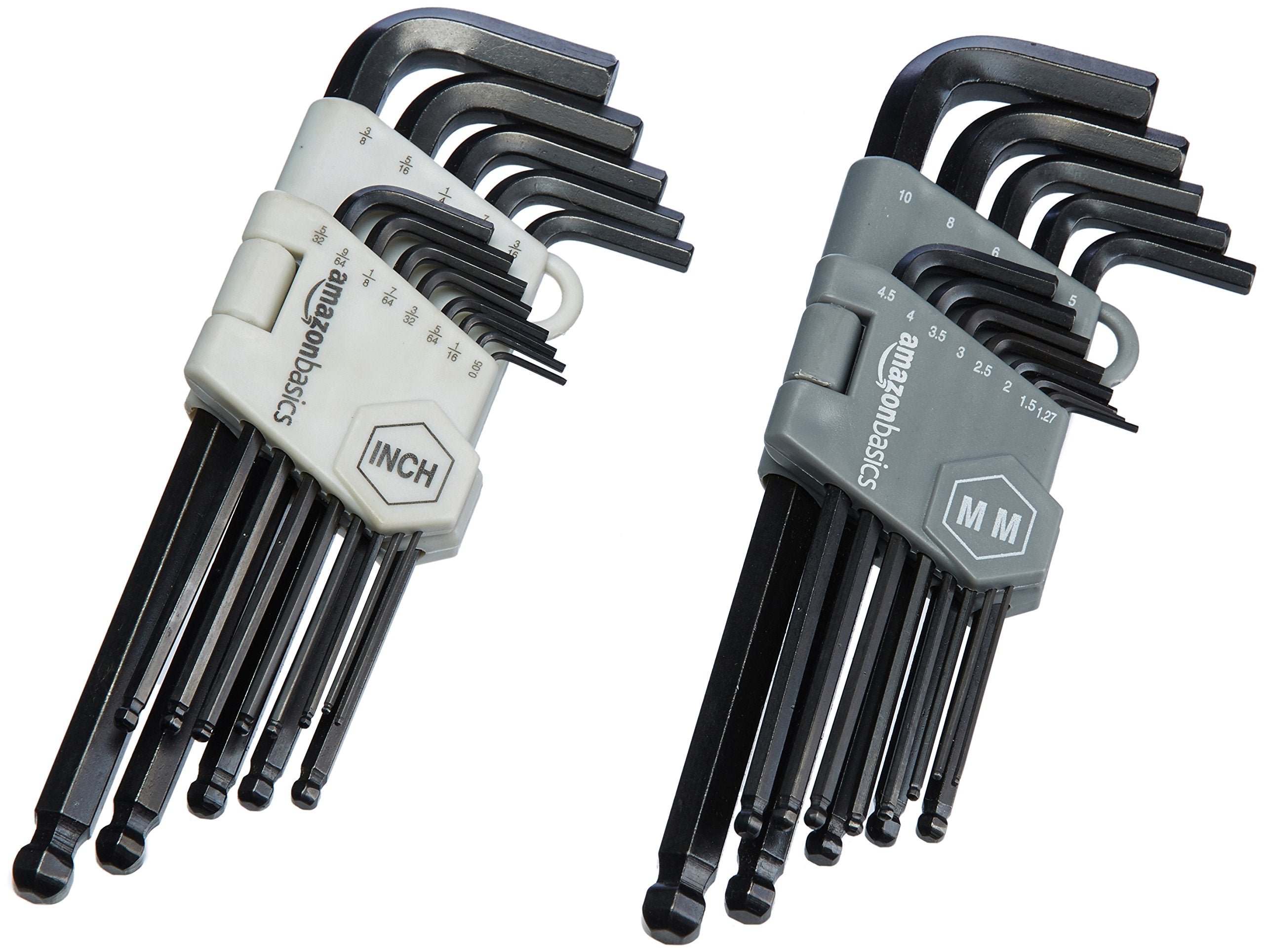 Basics Hex Key Allen Wrench, Long Arm, Metric and Standard Sizes, 26-Piece