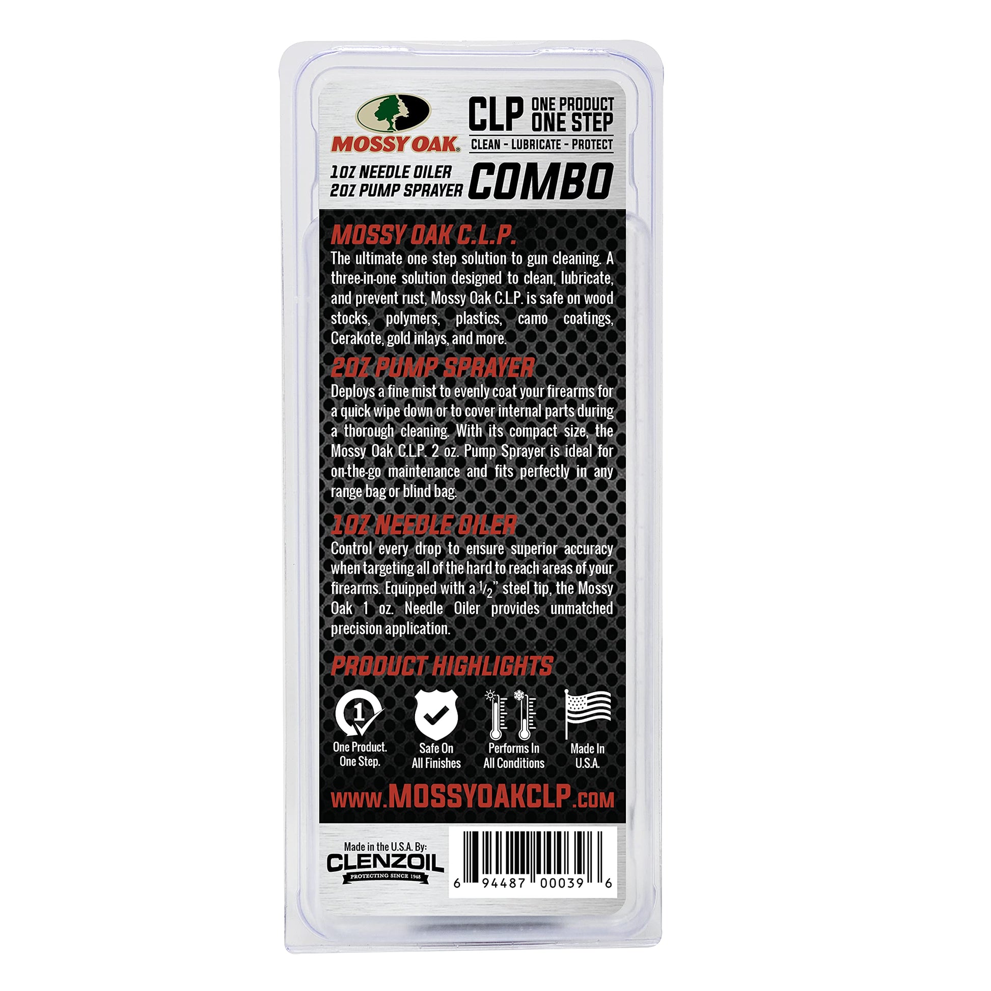 Mossy Oak Gun Oil - CLP Gun Lubricant - Premium Firearm Maintenance - Rust Preventative - 2 oz. Fine Mist Pump Sprayer & 1 oz. Needle Oiler