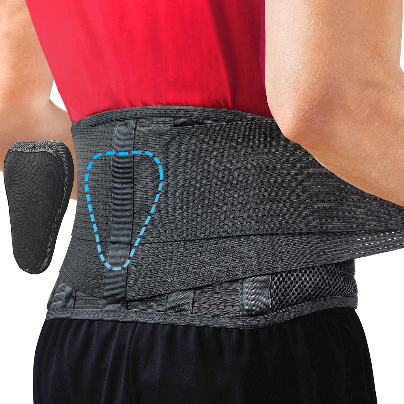 Sparthos Back Brace for Lower Back Pain - Immediate Relief from Sciatica, Herniated Disc, Scoliosis - Breathable + Lumbar Support Pad - For Men & Women - Fits 44-52 Waist (Large, Check Size Chart)