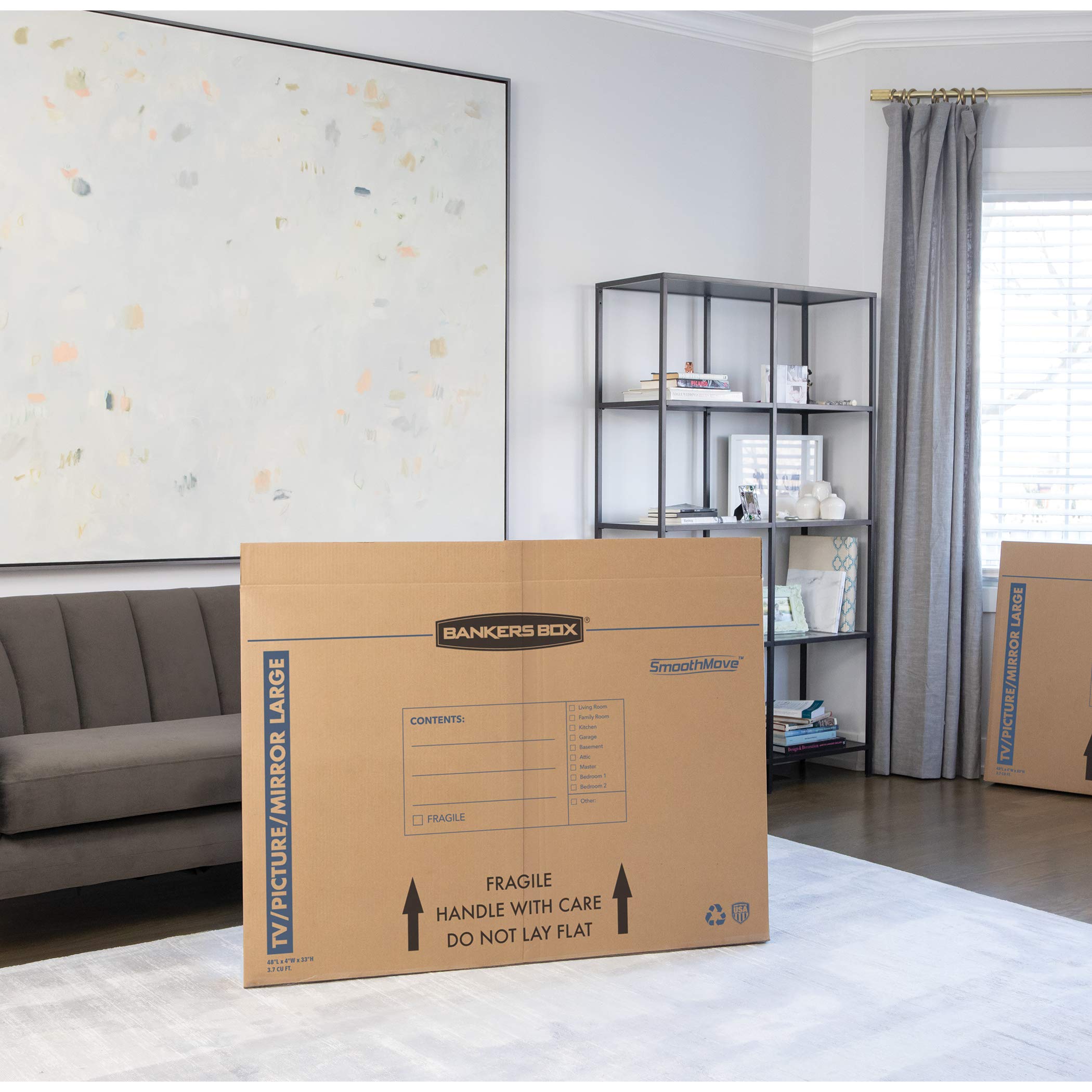 Bankers Box Large - up to 55" TV/Picture/Mirror - Moving Box 4 Pack, 48-in x 4-in x 33-in (7711301)