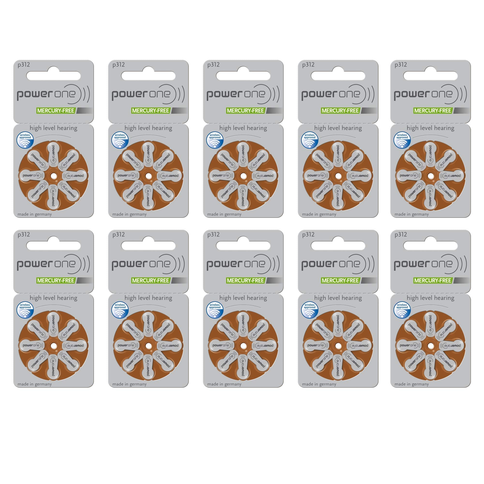 Power One Size 312 Hearing Aid Batteries (80 Batteries)