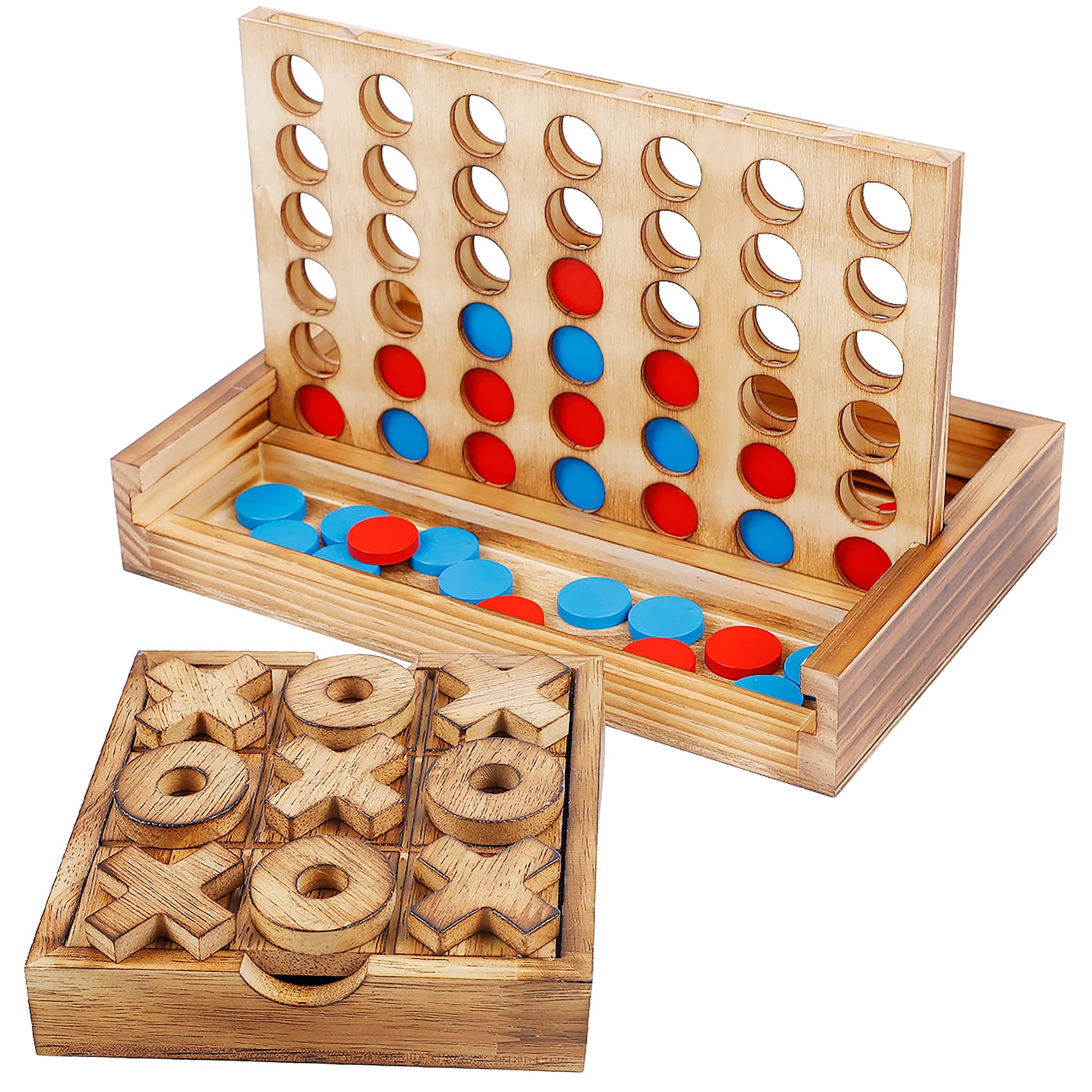 مجموعة ألعاب الطاولة من Glintoper تتكون من لعبتي إكس-أو (Tic Tac Toe) و 4 في صف واحد (4 in a Row)، وهي لعبة لوحية كلاسيكية لصف الأربعة لتزيين طاولة غرفة المعيشة الريفية واستخدامها كسطح للعب، وألعاب استراتيجية لوحية للعائلات لتزيين غرفة الضيوف الخشبية.