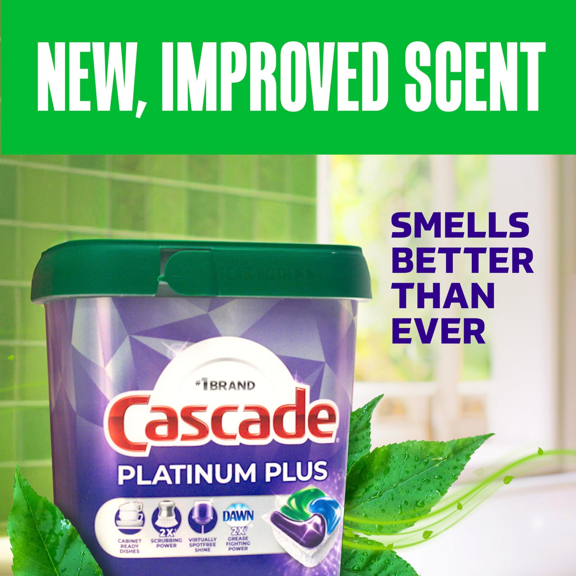 Cascade Platinum Plus Dishwasher Pods, Dishwasher Detergent, Dish Detergent Soap, Fresh, 57 Count