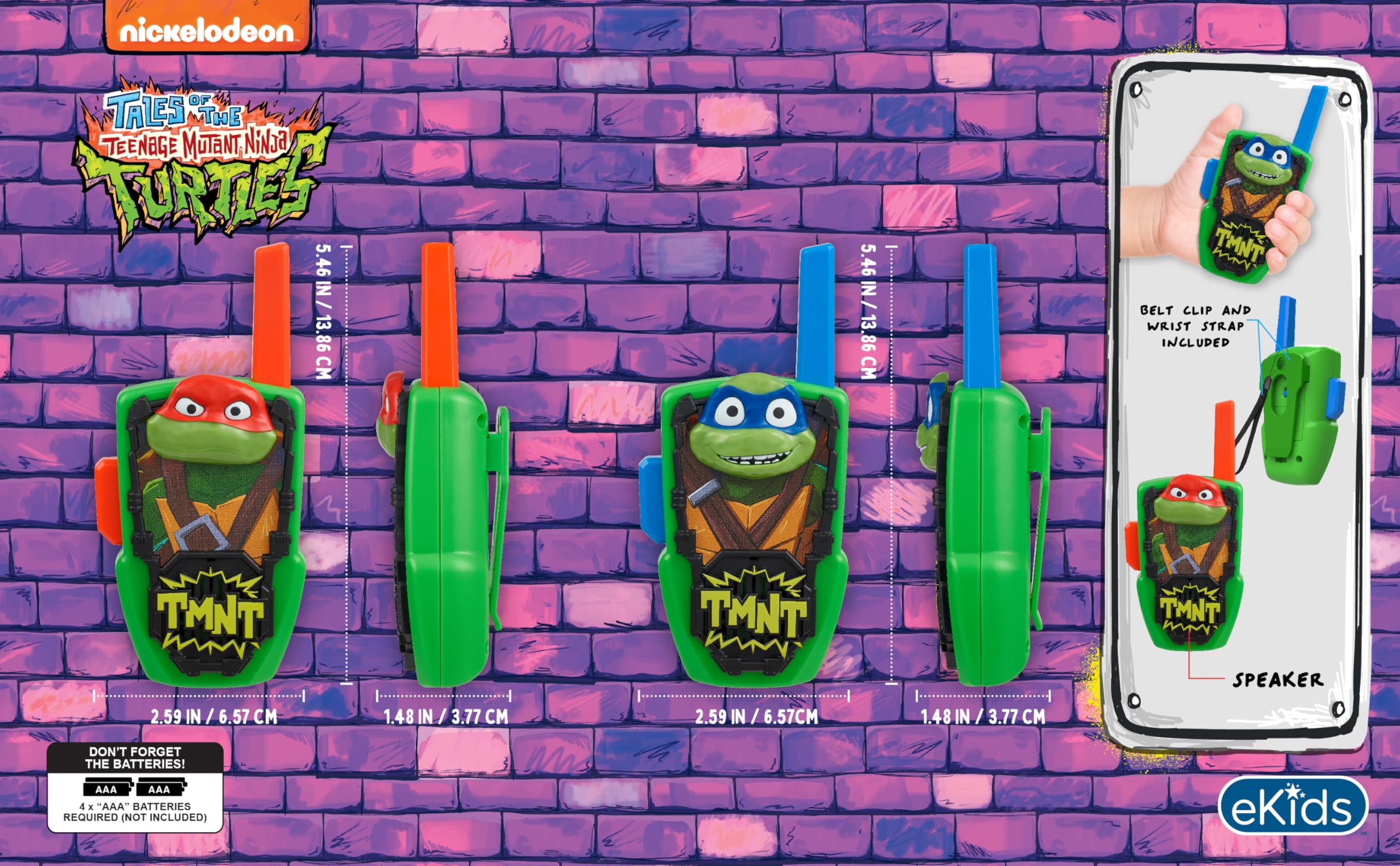 eKids Teenage Mutant Ninja Turtles Toy Walkie Talkies for Kids, Static Free Indoor and Outdoor Toys for Boys, Designed for Fans of Ninja Turtles Toys