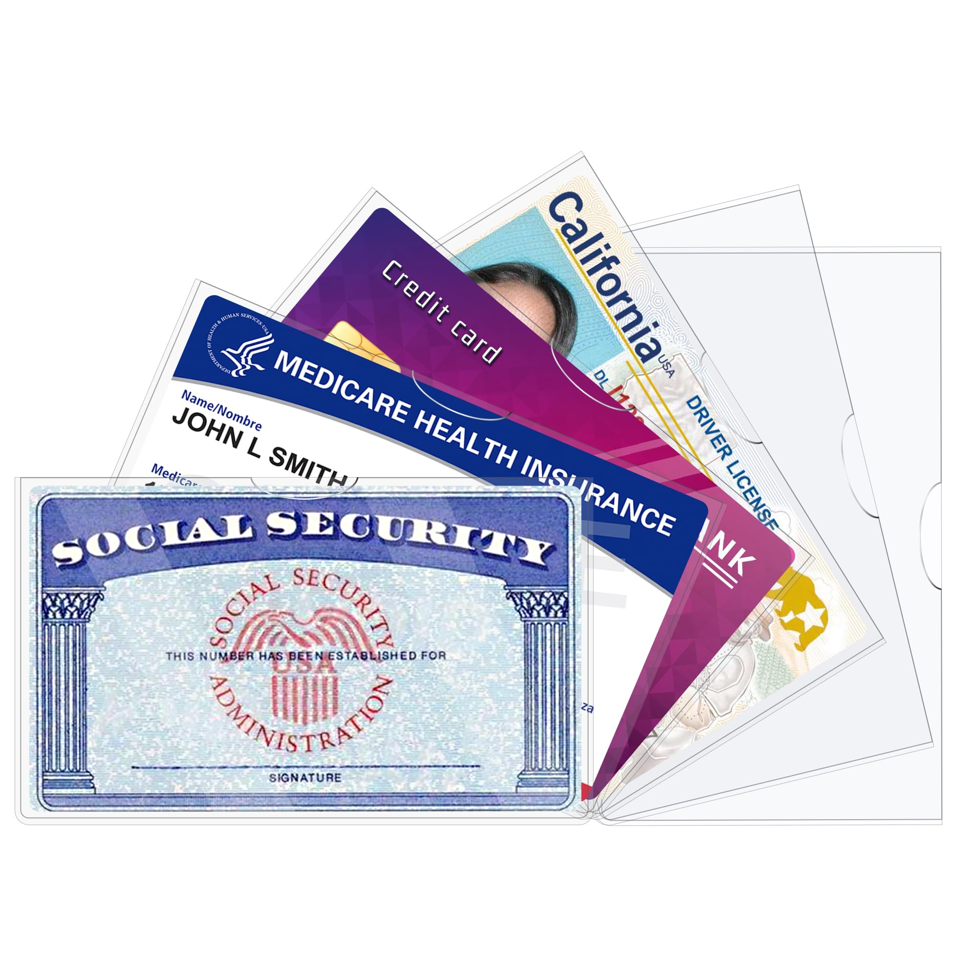 LIEMAND 6 Pack Social Security Card Protector Sleeves/New Medicare Card Protector Sleeve/Credit Card Holder,24 Mil Soft Clear Card Sleeves for Waterproof SSN Card Protector/Credit Card Cover