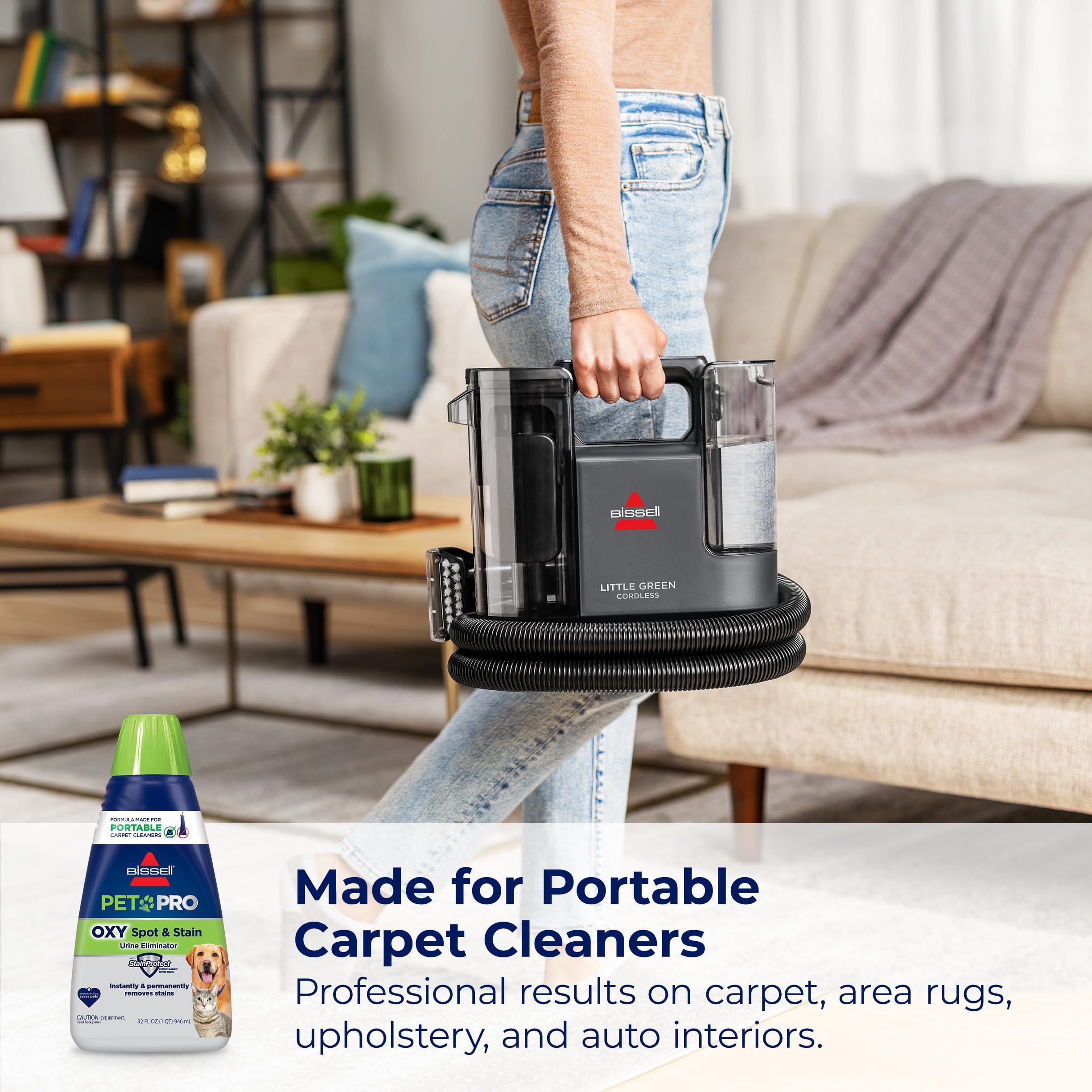 Bissell PET PRO OXY Spot & Stain Formula for Portable Carpet Cleaners, 32 oz., 2034