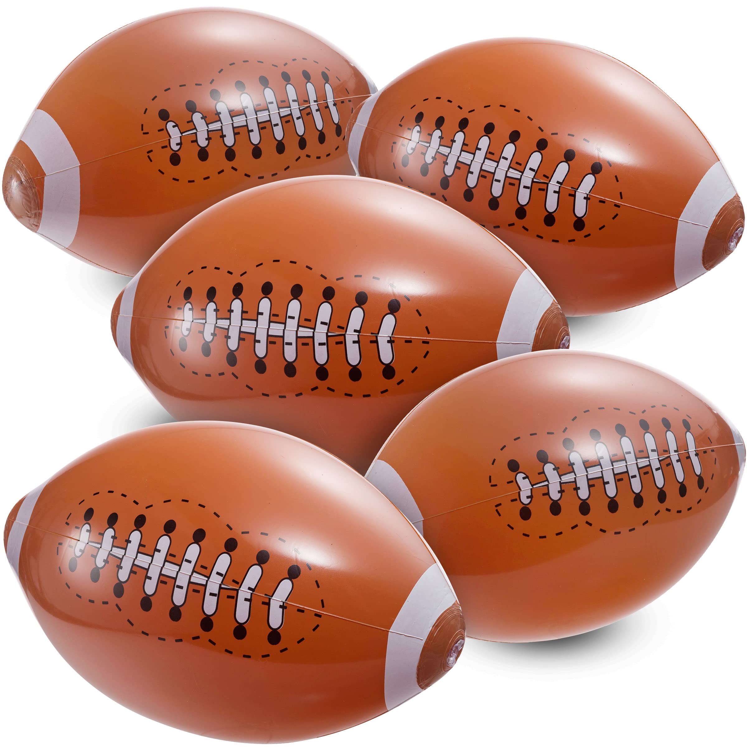 12-Pack 16" Inflatable Footballs for Football Party Decorations & Party Favors - Blow-Up Sports-Themed Beach Balls for Game Day & Birthday Supplies, Goodie Bag Stuffers