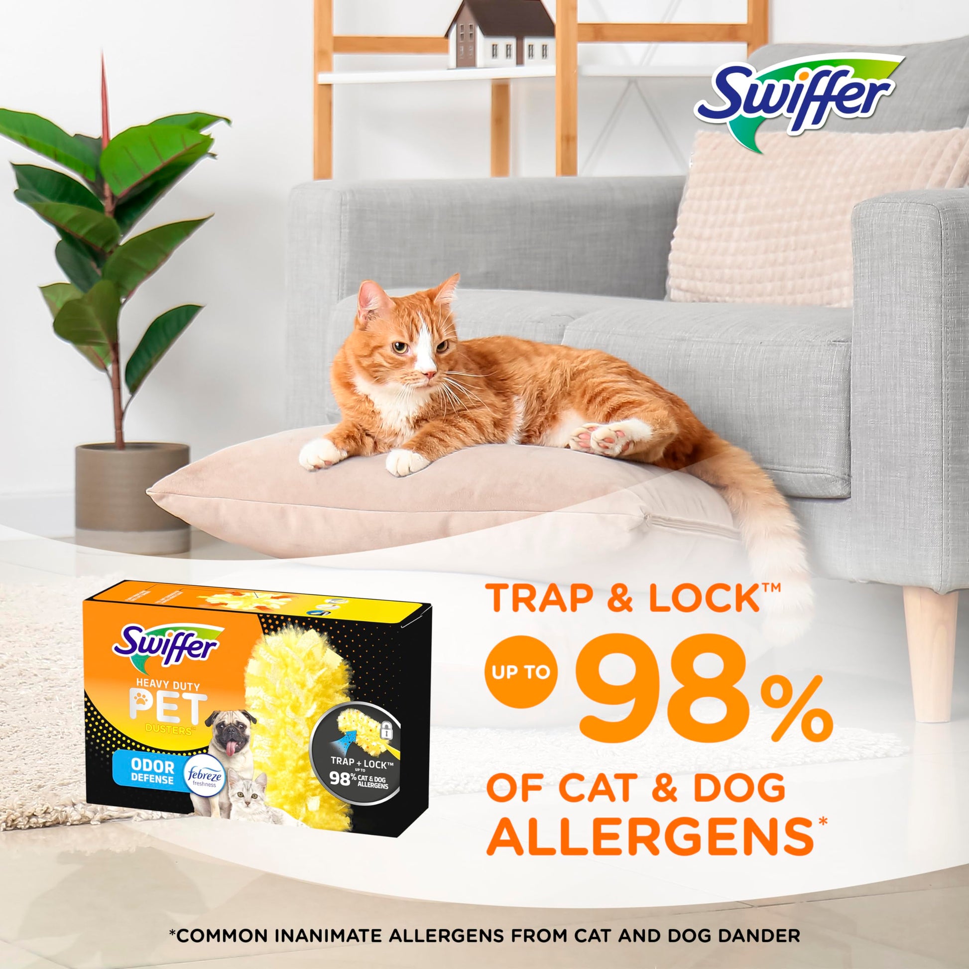 Swiffer Pet Heavy Duty Dusters Refills, Multisurface 360 Dusters with Febreze Odor Defense, 11 Count