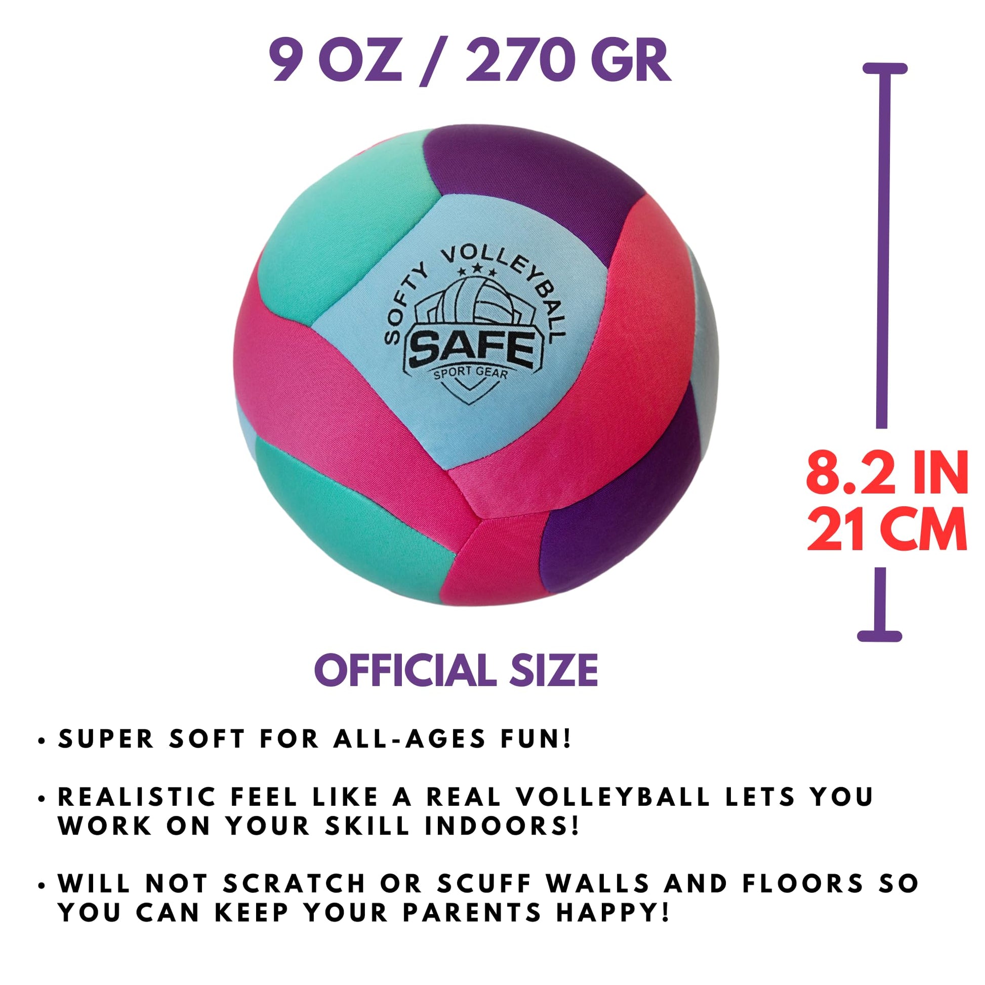 Softy Volleyball - Super Soft Designed for Pain-Free Play - Awesome Kids Indoor Ball with a Realistic Feel and Bounce - Perfect Ball for House (Softy Volleyball Teal)