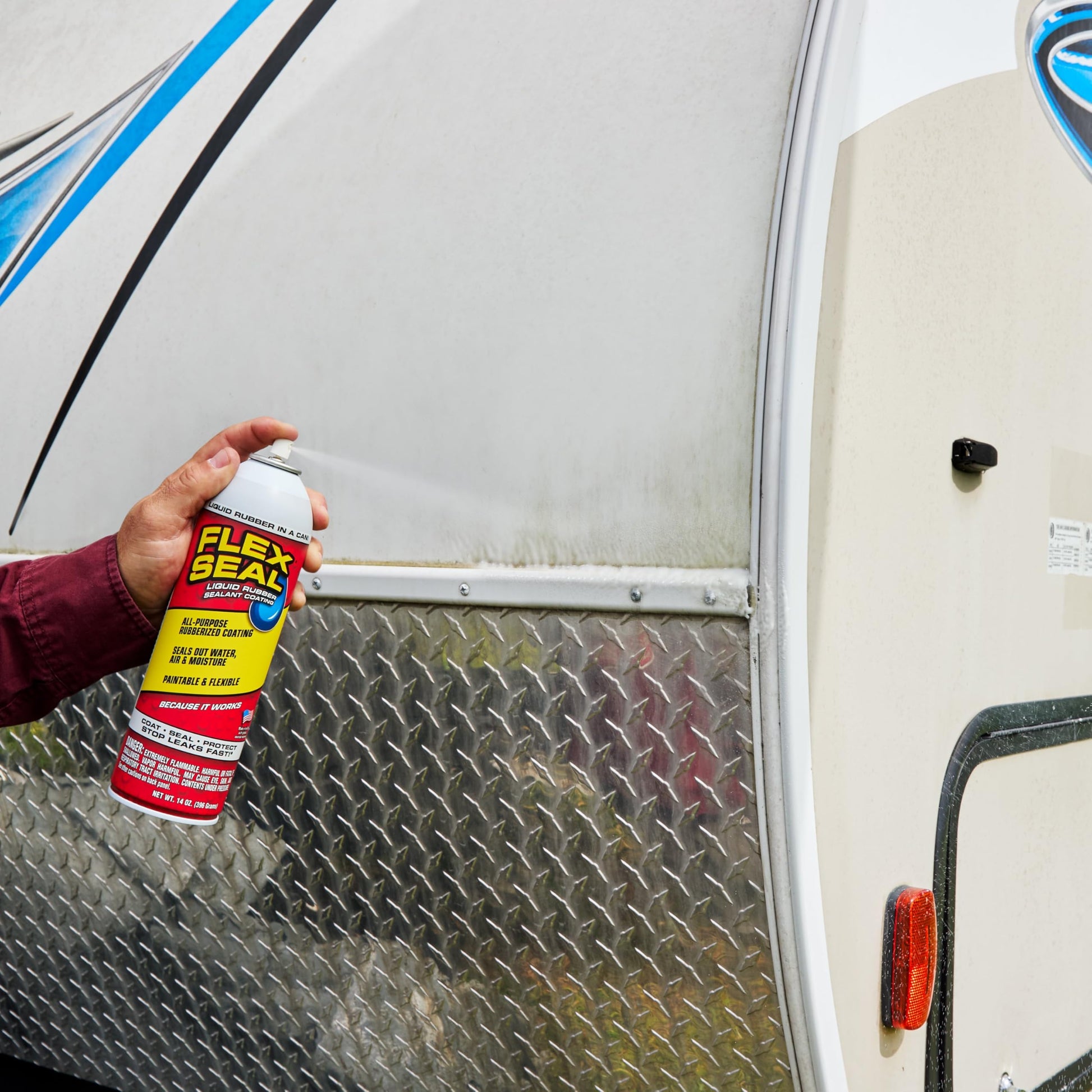 Flex Seal, 14 oz, Clear, Stop Leaks Instantly, Transparent Waterproof Rubber Spray On Sealant Coating, Perfect for Gutters, Wood, RV, Campers, Roof Repair, Skylights, Windows, and More