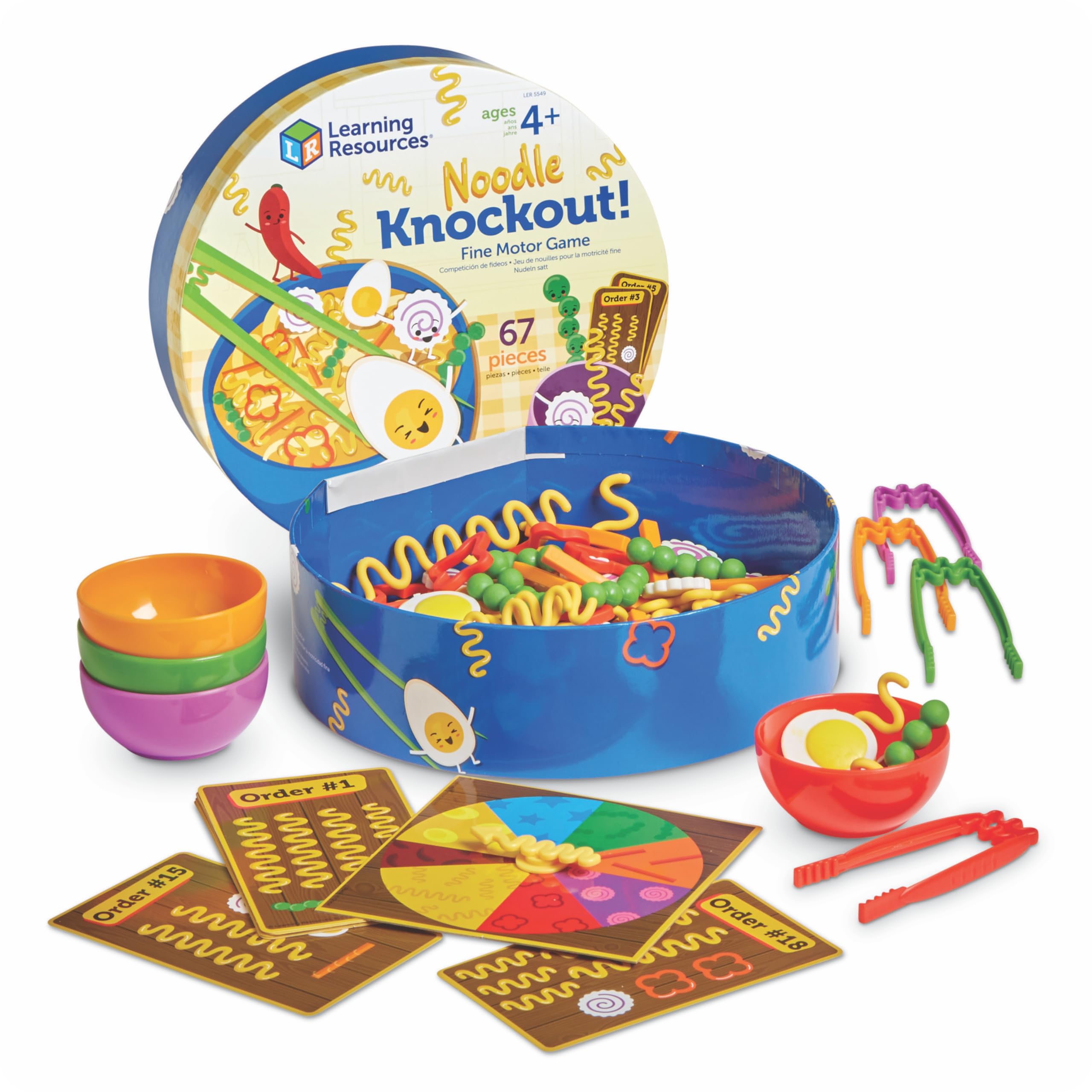 Learning Resources Noodle Knockout! لعبة المهارات الحركية الدقيقة، ألعاب المهارات الحركية الدقيقة، 67 قطعة، للأعمار 4 سنوات فما فوق