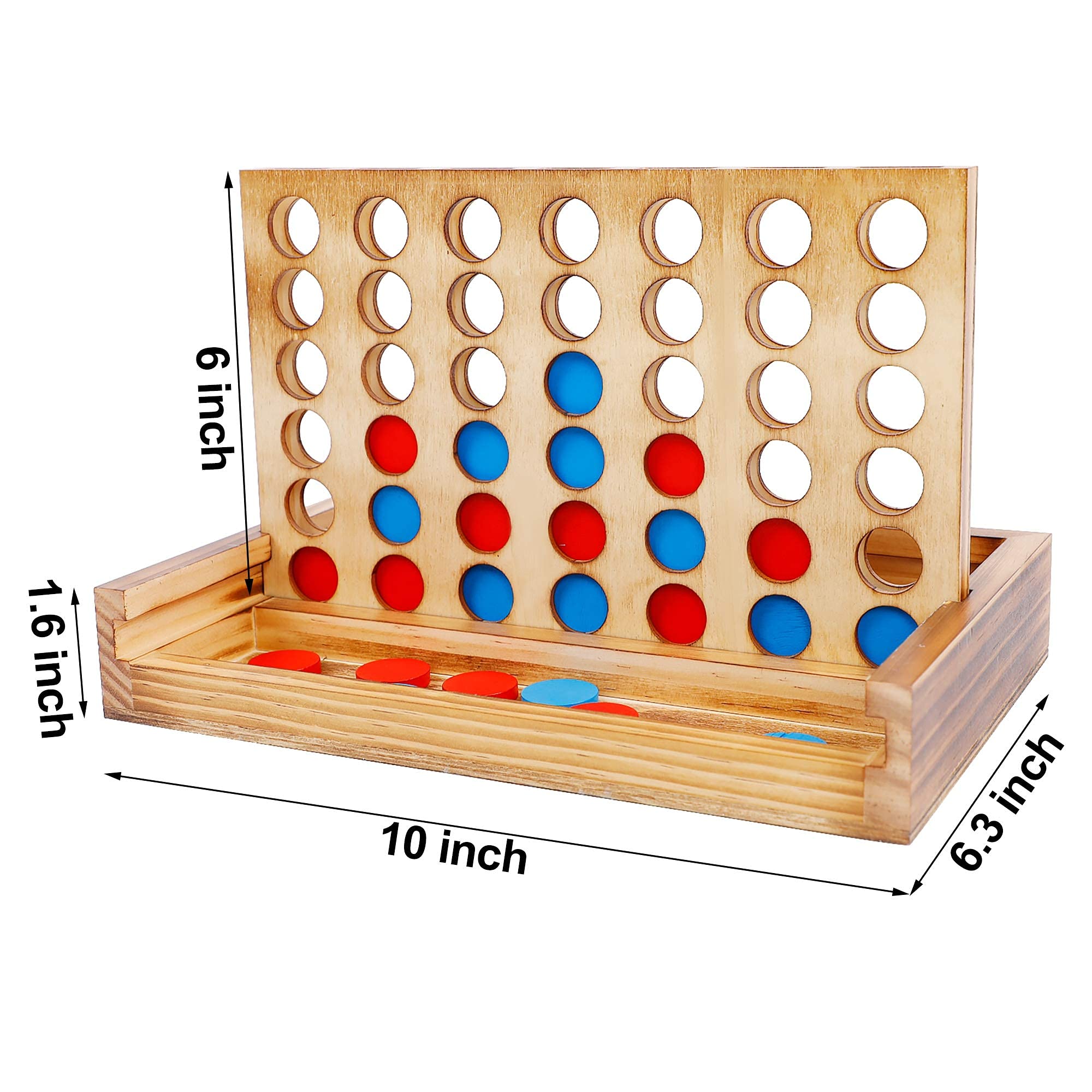 Glintoper Tic Tac Toe & 4 in a Row Tables Game Set, Classic Board Line Up 4 for Living Room Rustic Table Decor and Use as Game Top Wood Guest Room Decor Strategy Board Games for Families