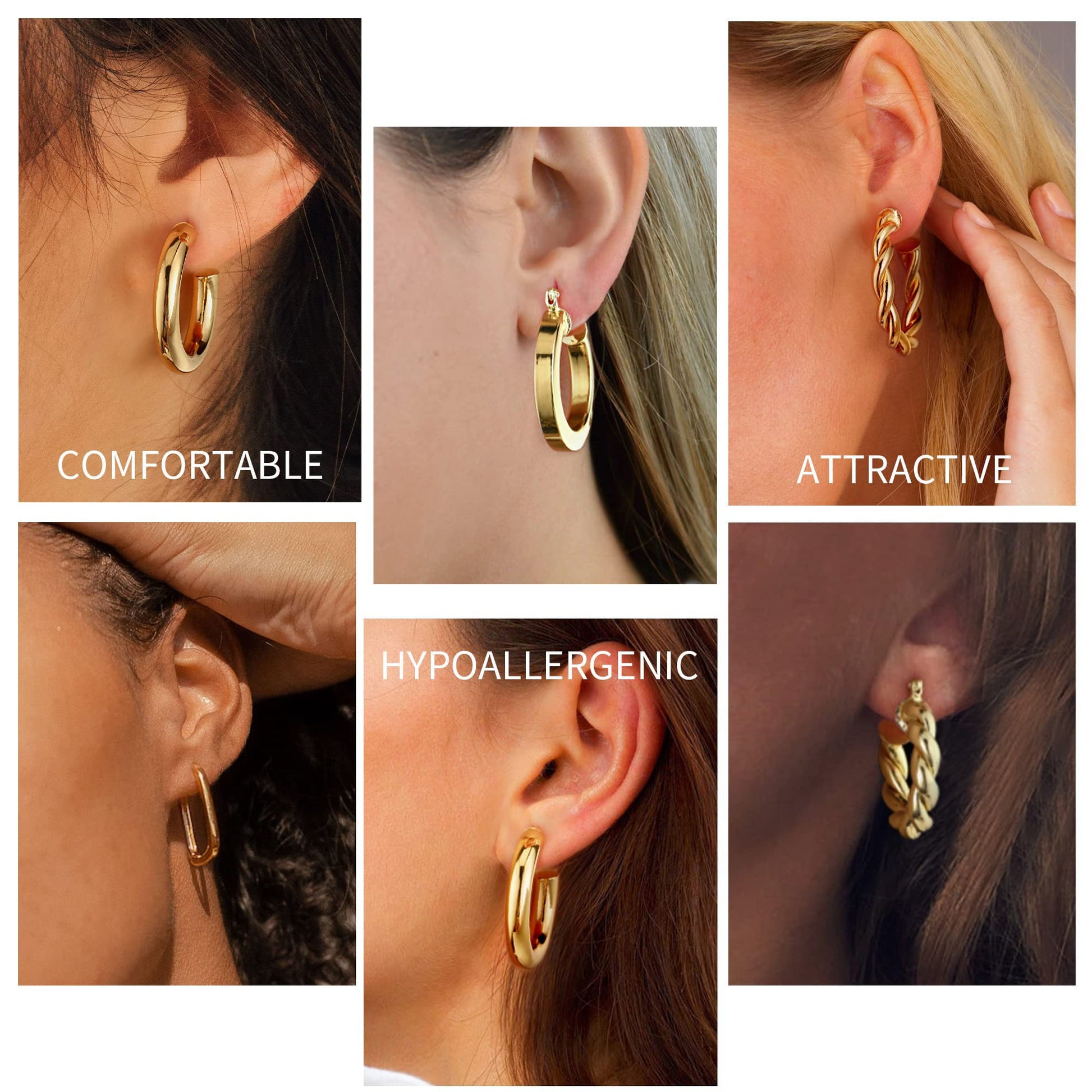 Yesteel Gold Hoop Earrings - 14k Gold Plated Small Hoop Earrings for Women Trendy Hypoallergenic Womens Hoops Huggie Earring, Jewelry Gifts for Women Her