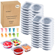ALFEVA 24 Pcs reusable snack containers with Lids, snack containers for kids adults10 Forks, snack pack containers - Lightweight and Stackable, Microwaveable/refrigerator safe
