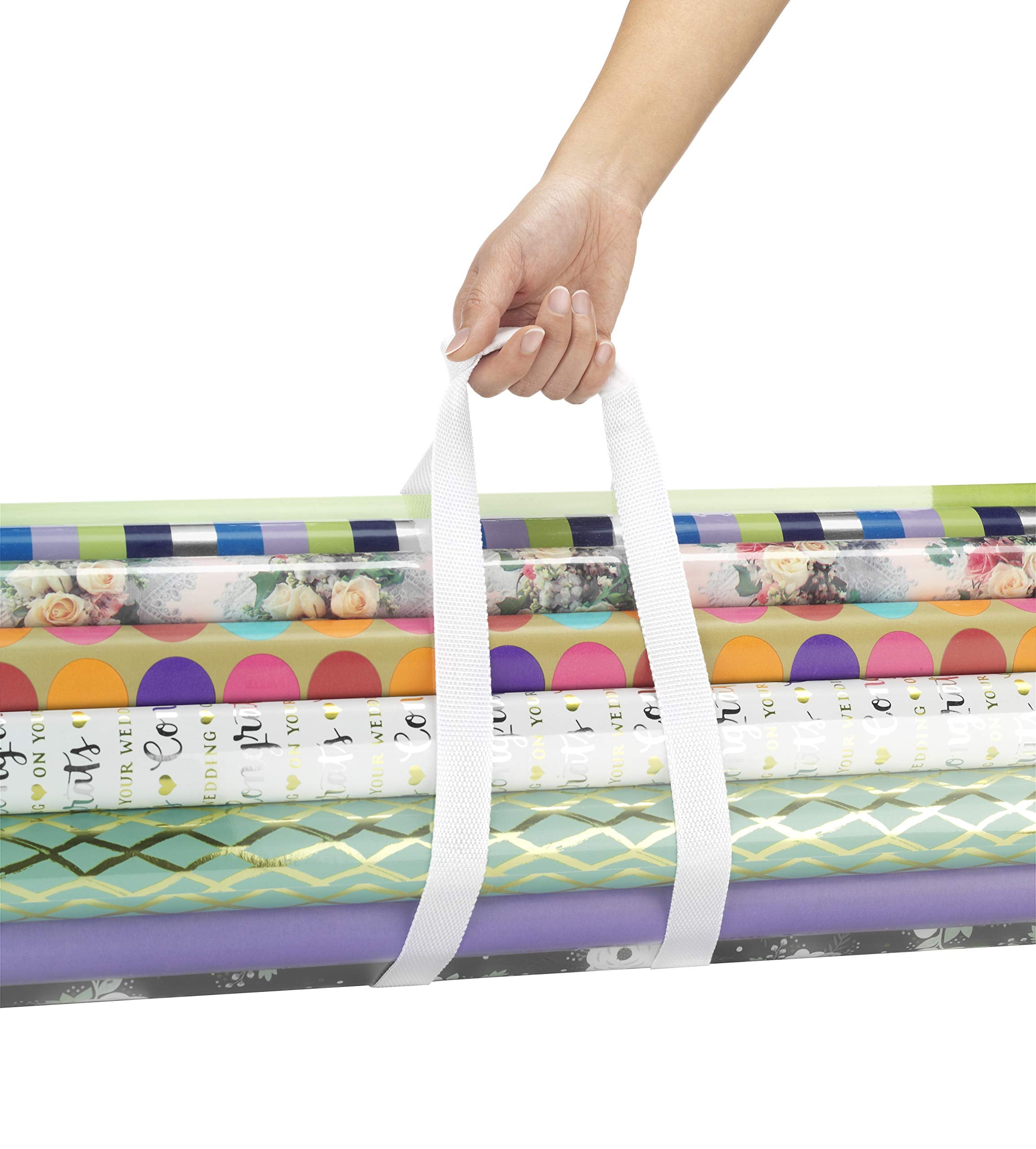 Whitmor 6044-4924 Clear Gift Wrap Organizer - Zippered Storage for 25 Rolls