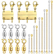 Evnlo Multi Necklace Layering Clasp and Chain Extender and Magnetic Jewelry Clasp Set, Gold and Silver Multiple Styles Necklace Extenders for Women