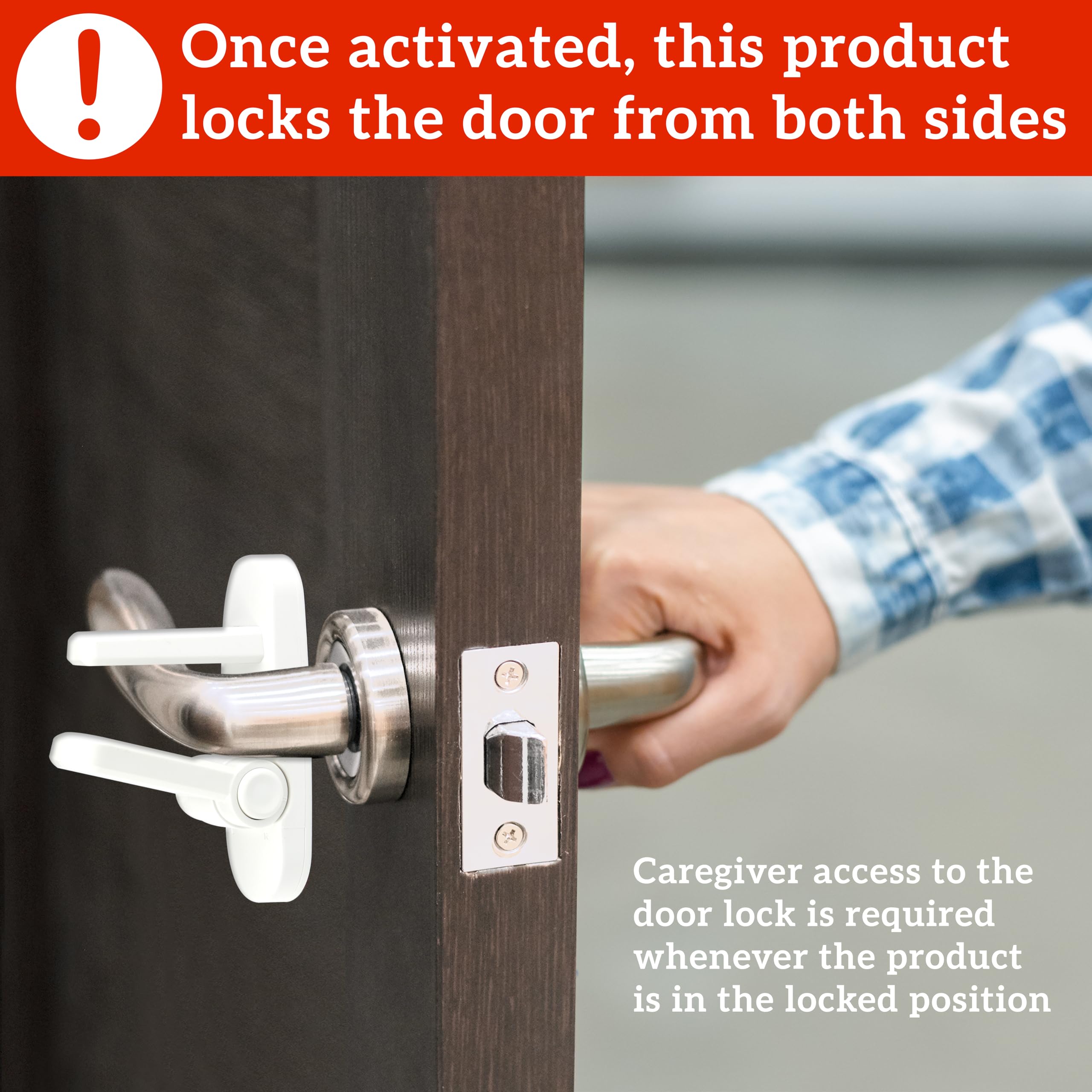 Door Lever Lock (2 Pack) – Prevents Toddlers from Opening Doors – Easy One-Hand Operation for Adults – Durable ABS with 3M Adhesive Backing – No Tools Needed for Install