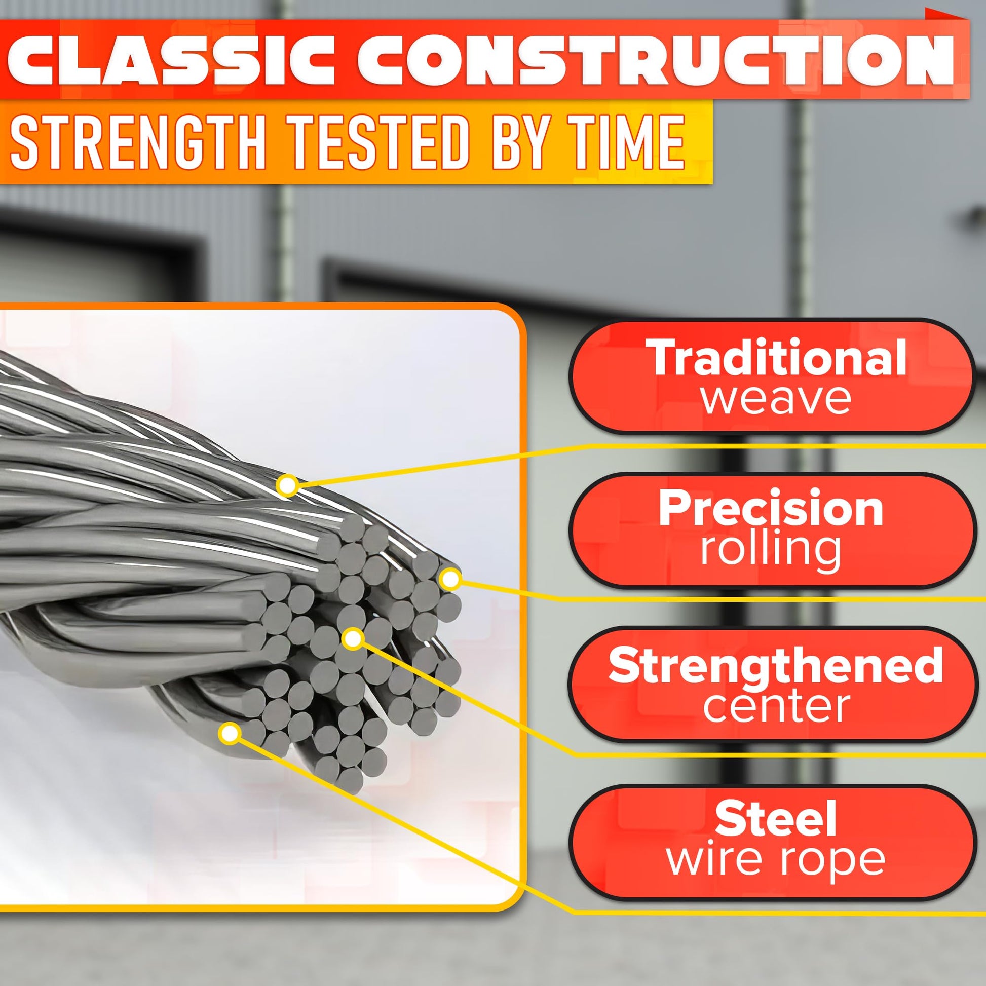 Garage Door Cables for 7 ft Door – 8 ft 6 inch Long, Heavy-Duty Steel Galvanized Cables Pack of 2 | Rust-Proof Corrosion-Resistant Garage Door Cable Replacement Kit, Halloween Skeleton Accessories