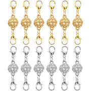 Magnetic Necklace Clasps and Closures with Lobster Clasp, 14K Gold & Silver Magnetic Jewelry Extender for Necklaces & Bracelets, Easy-to-Use for Jewelry Closures (12Pcs | Ball)
