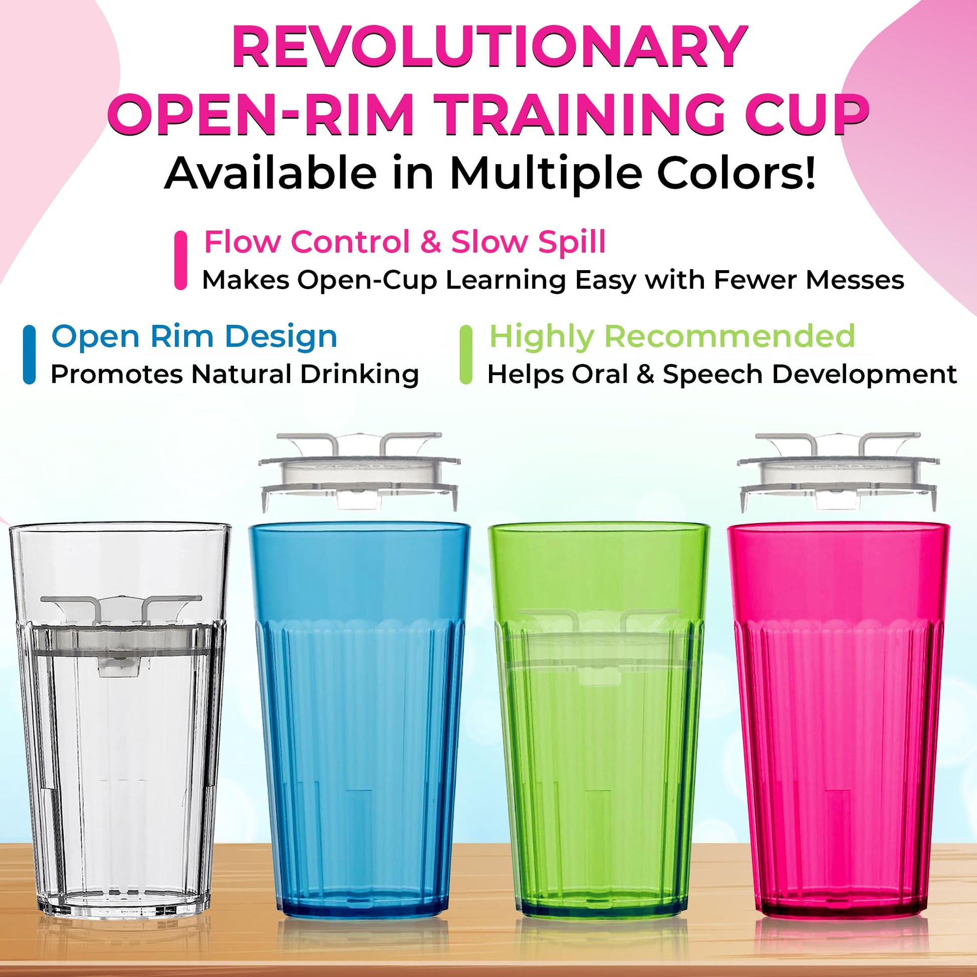 BUNDLE: Reflo Smart Cup (Clear 1-Pack) Open Training Cup, Toddler Cup, 360 Control-Flow, AND free training and use e-guide via QR code on packaging.